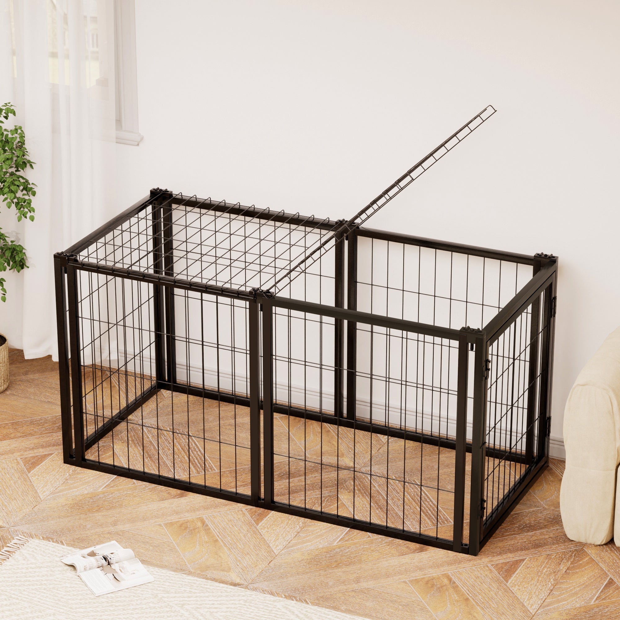 47.2 'Dog cage, pet cage with top - KiKiUMi
