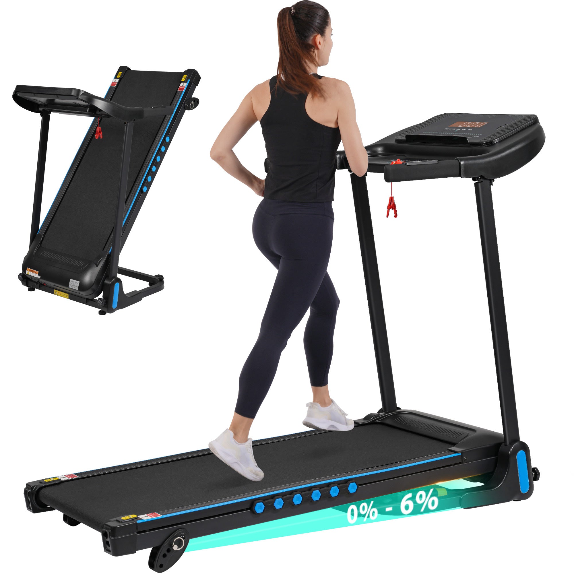 Automatic folding and tilting treadmill