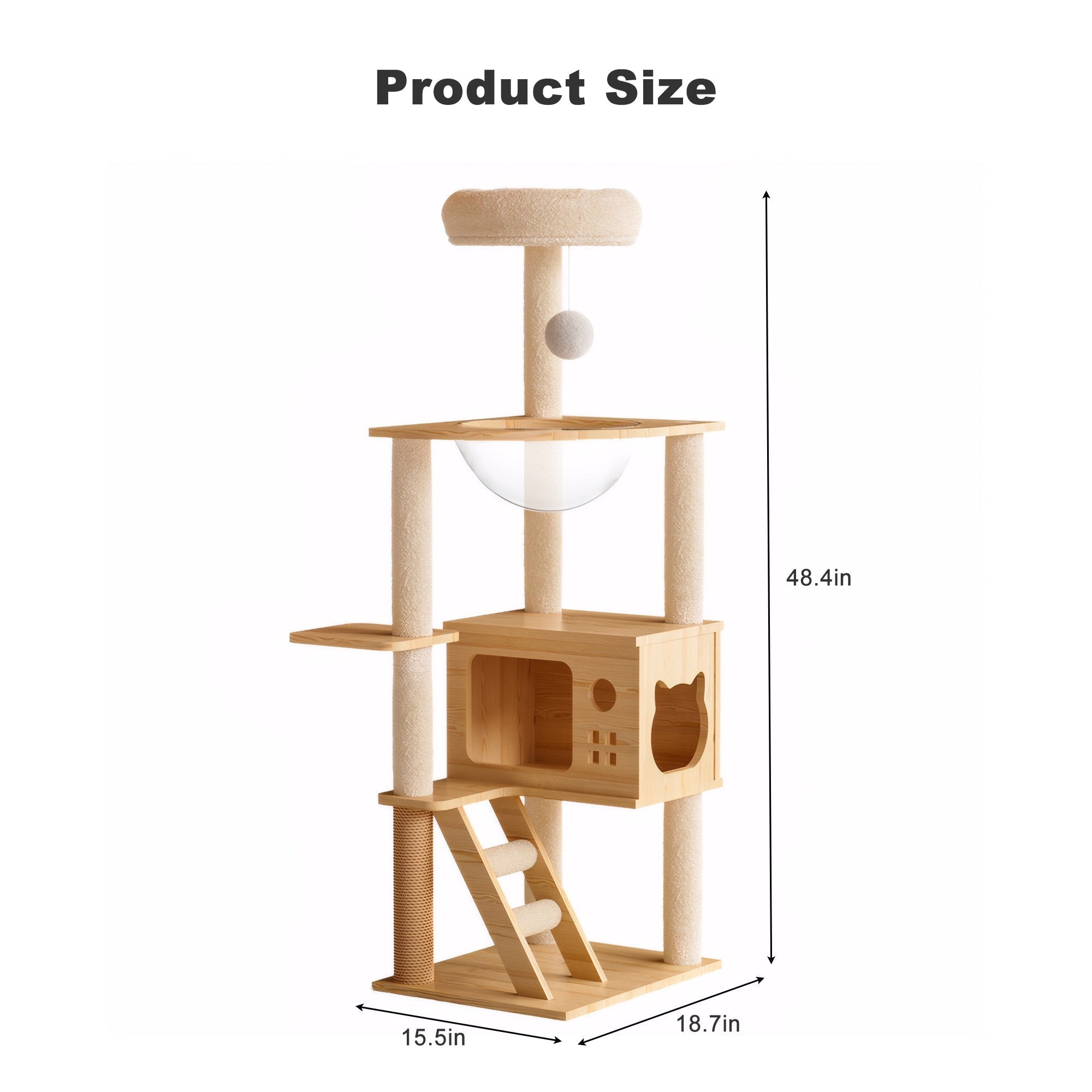 48.8 - foot indoor cat wood tree tower - KiKiUMi