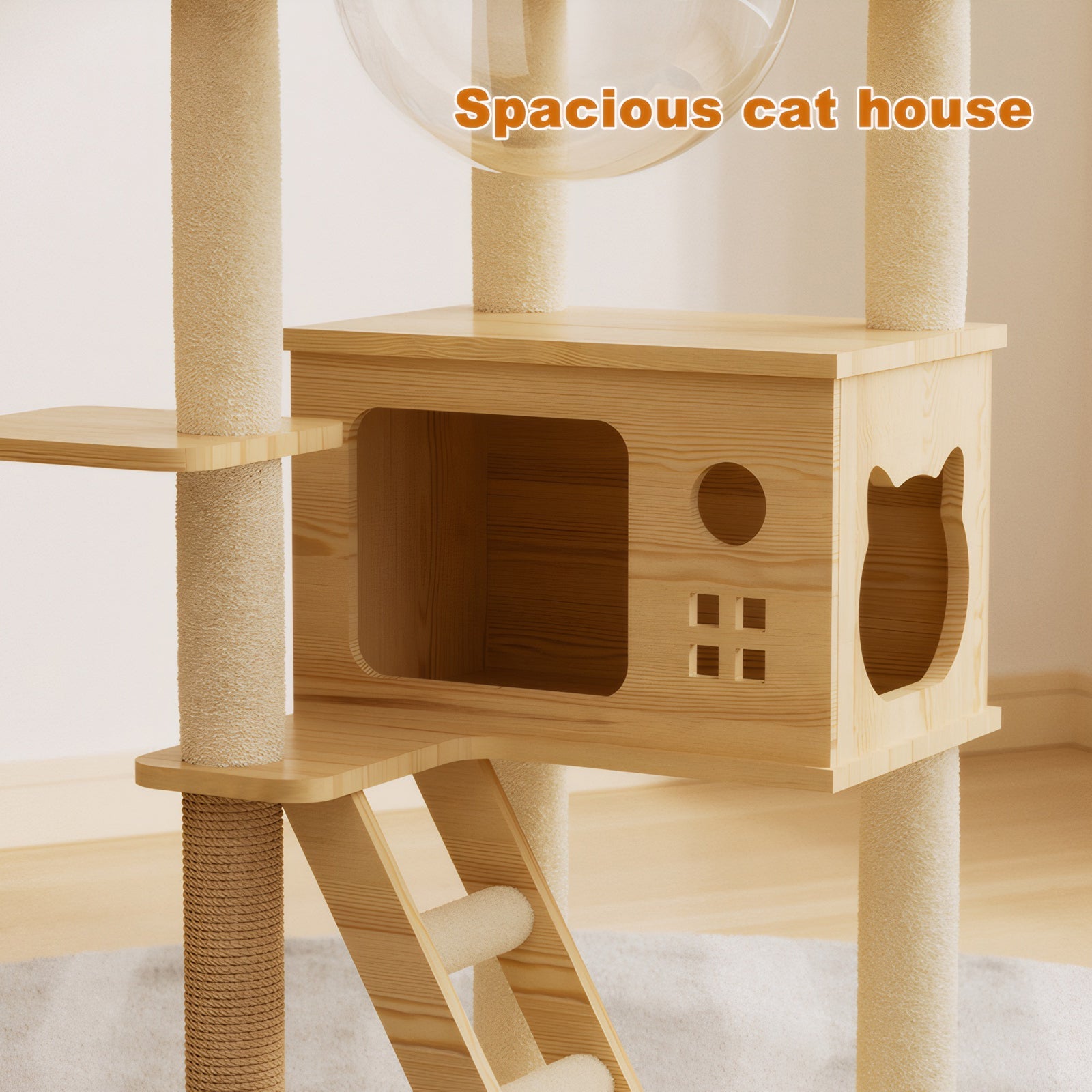 48.8 - foot indoor cat wood tree tower - KiKiUMi