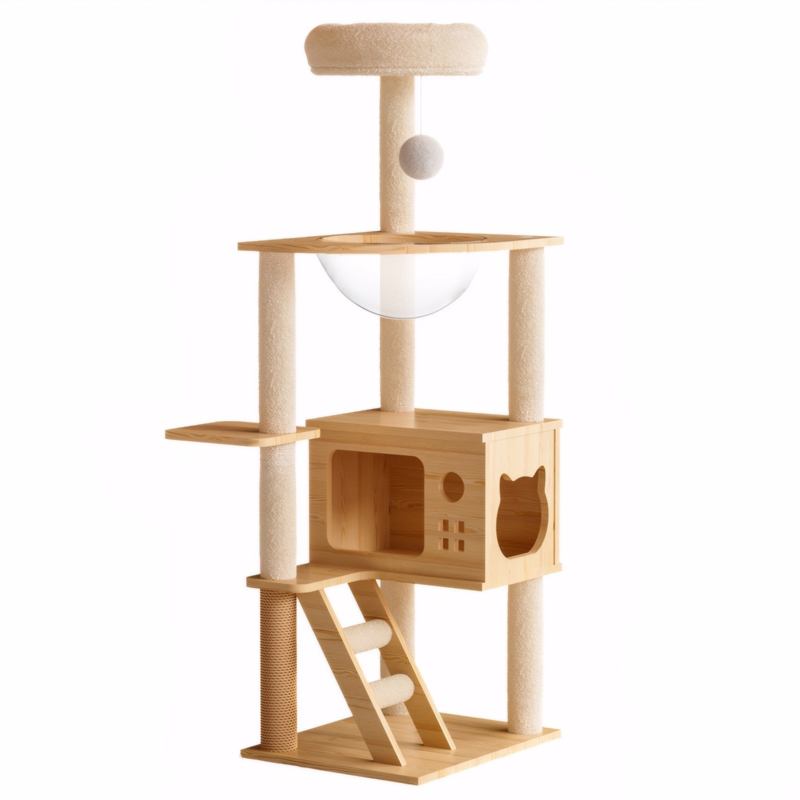 48.8 - foot indoor cat wood tree tower - KiKiUMi