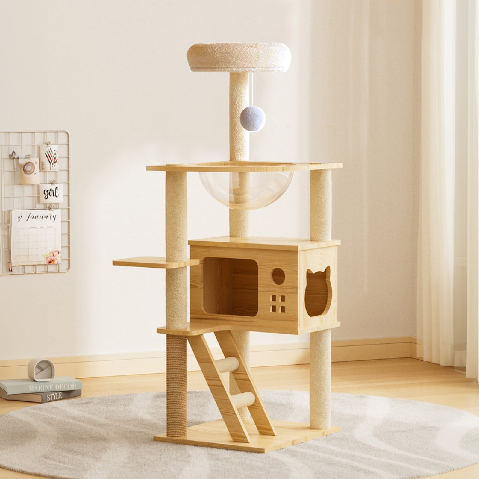 48.8 - foot indoor cat wood tree tower - KiKiUMi