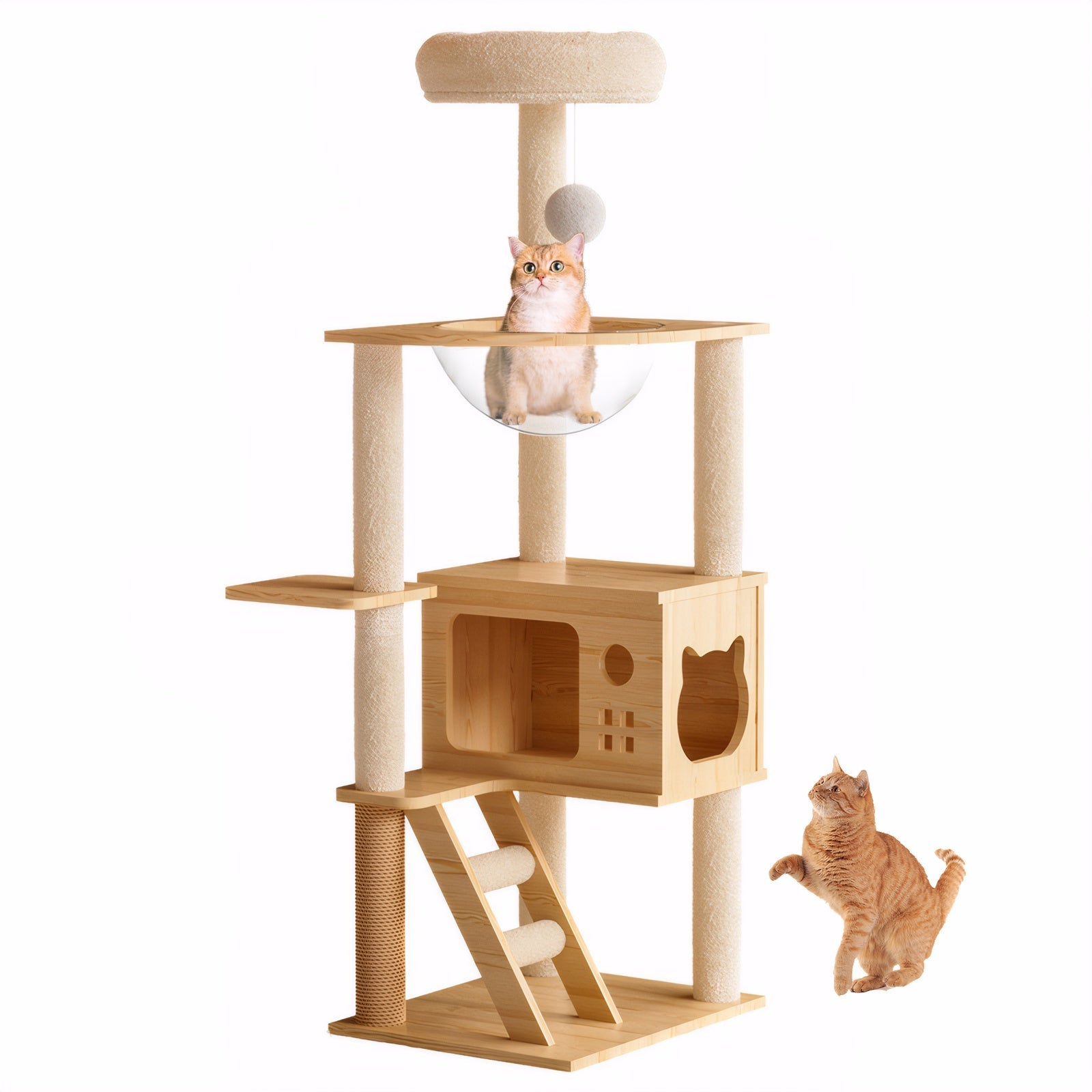 48.8 - foot indoor cat wood tree tower - KiKiUMi