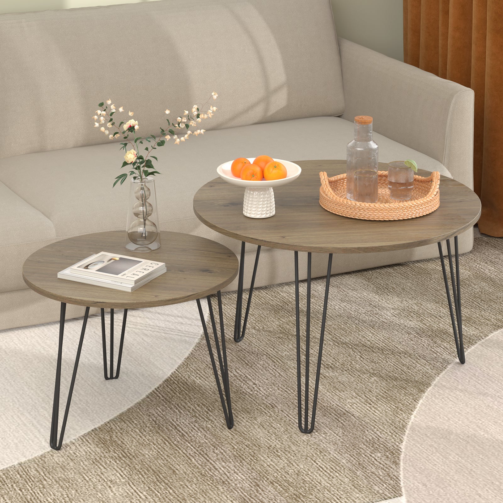 Coffee table with nested marble patterns (Brown)