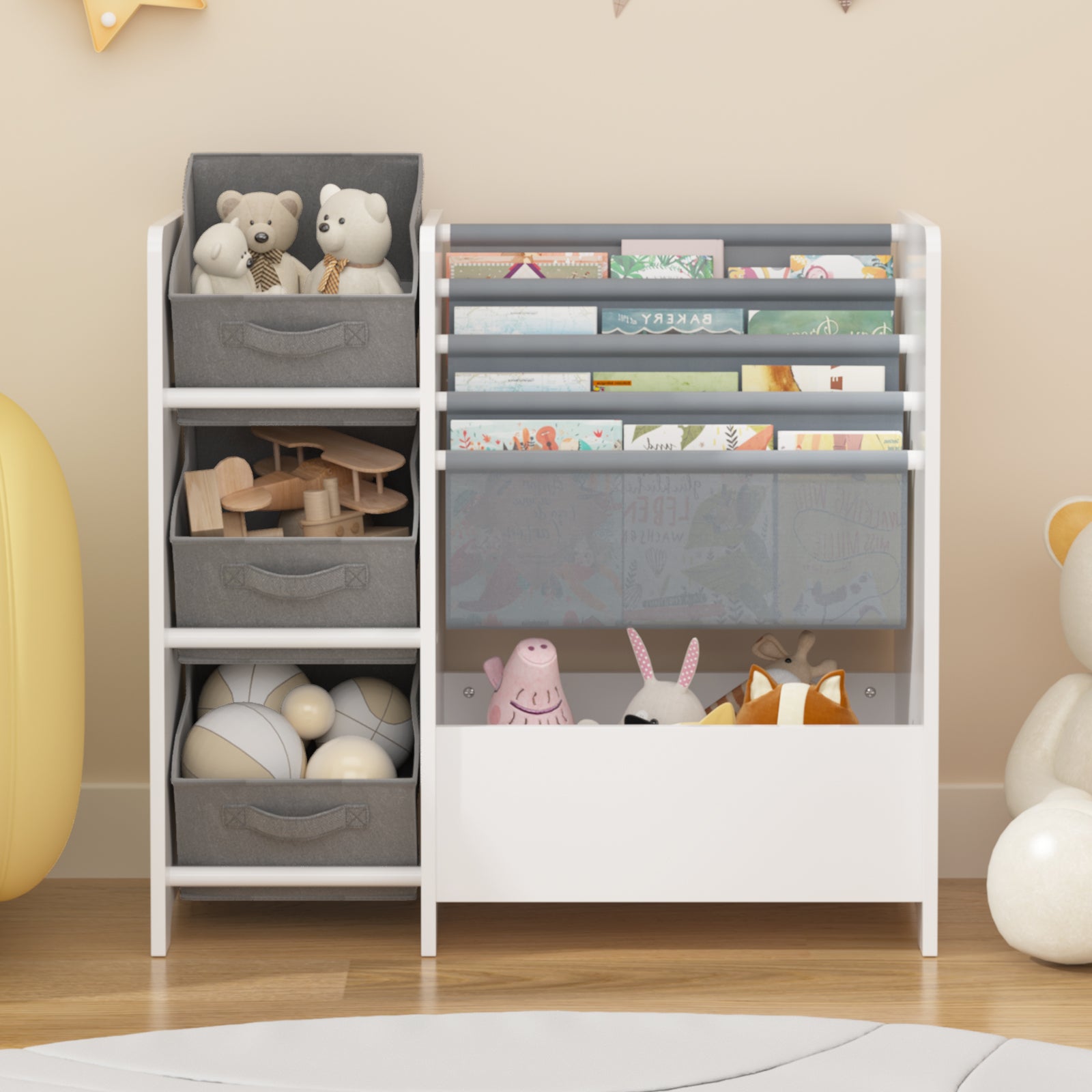 Multi-functional children's bookshelf and toy storage