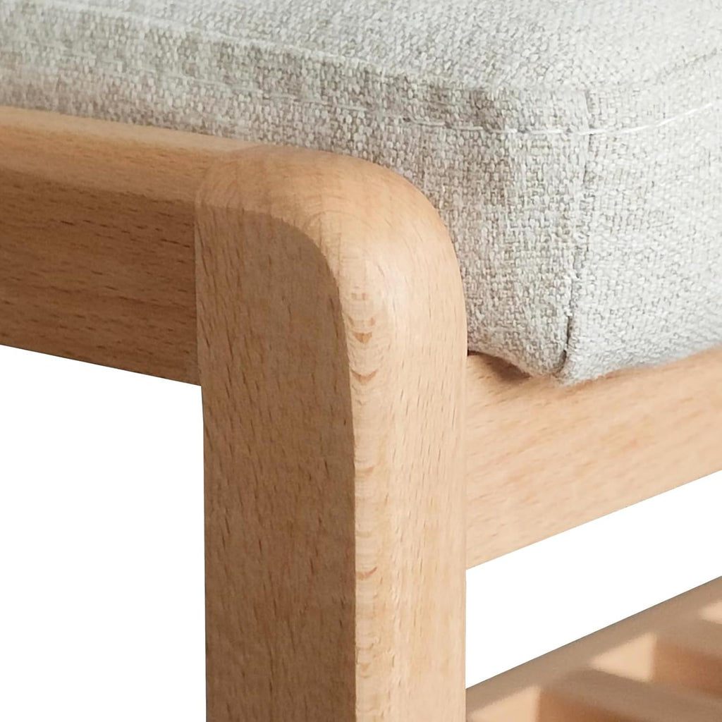 2-Tier Solid Wood Shoe Bench with Memory Foam Pads