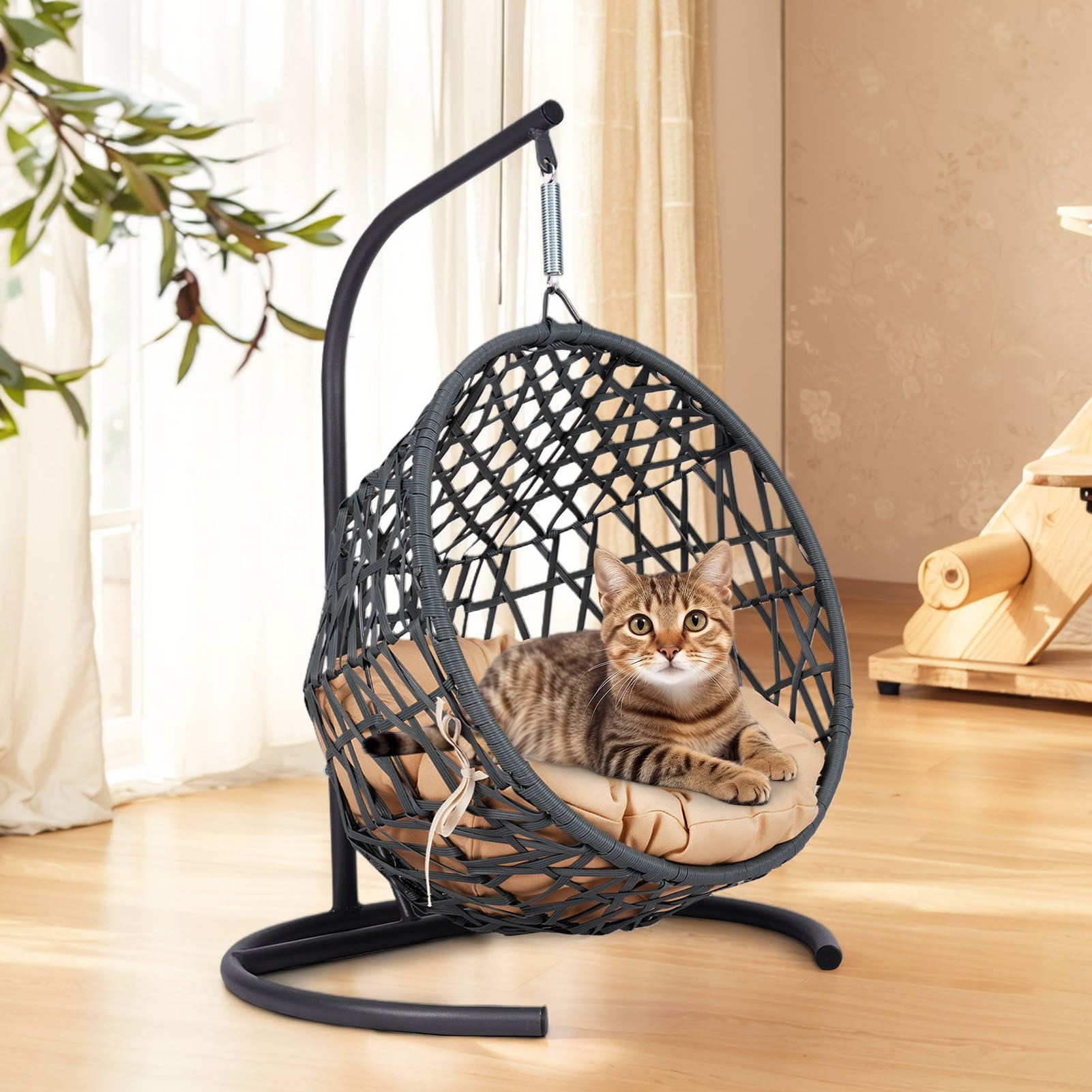 Indoor hanging swing cat bed(Khaki)