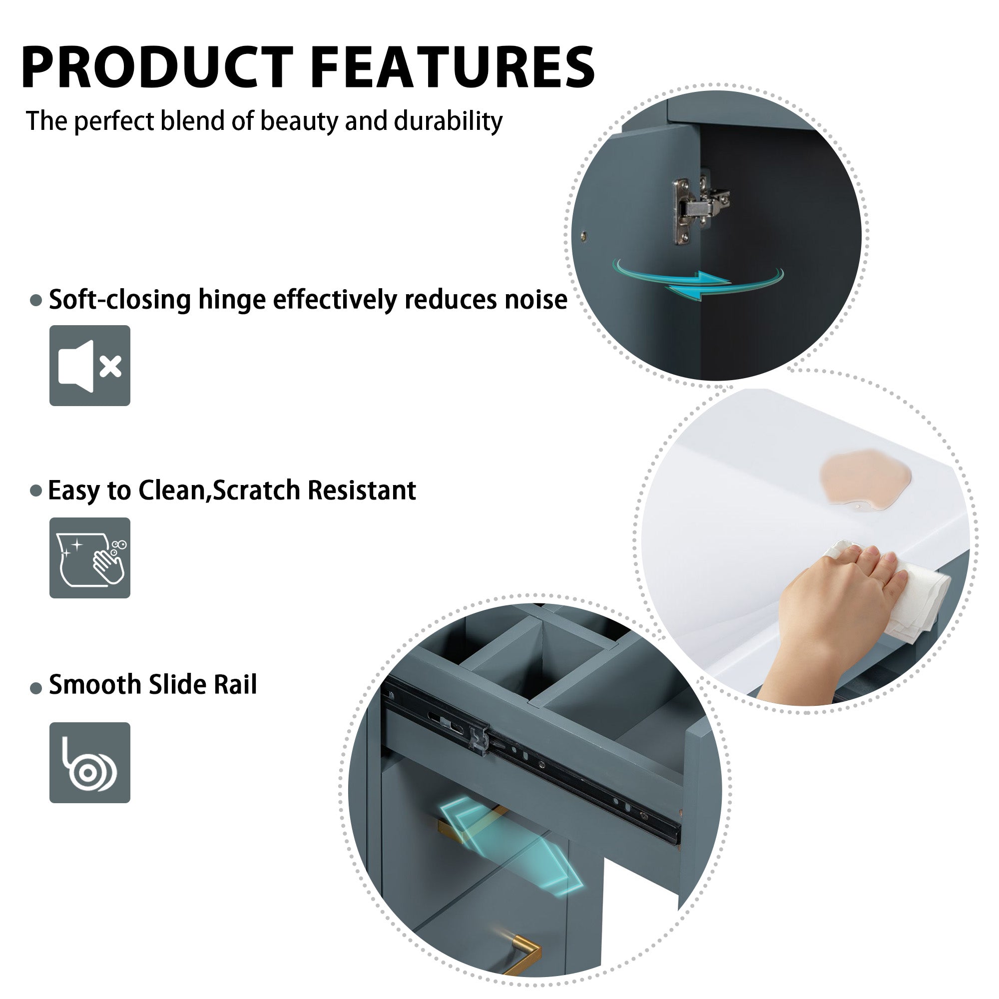 36 "Solid Wood Frame Independent Dressing Table Set (blue)