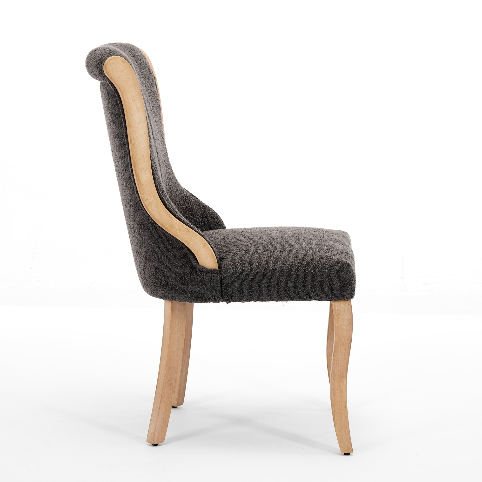 Medieval-style curved wood veneer snow velvet dining chair(gray)