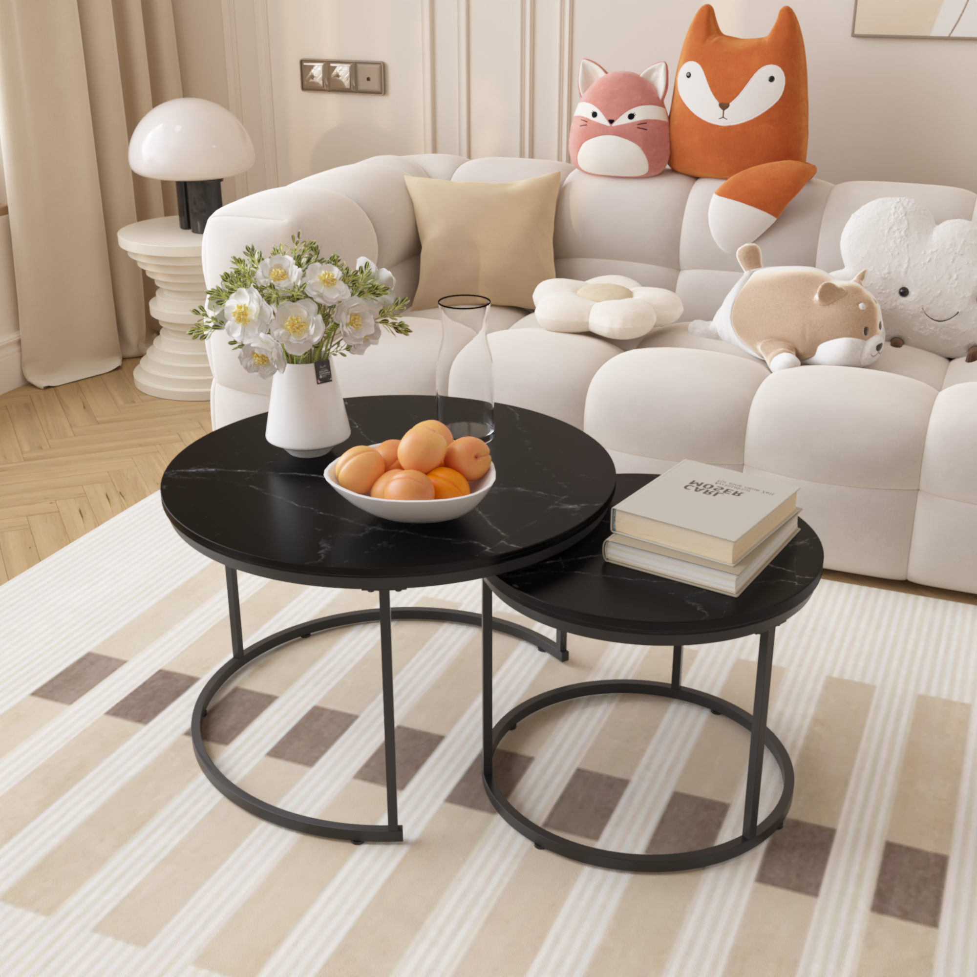 Circular nested coffee table(black)