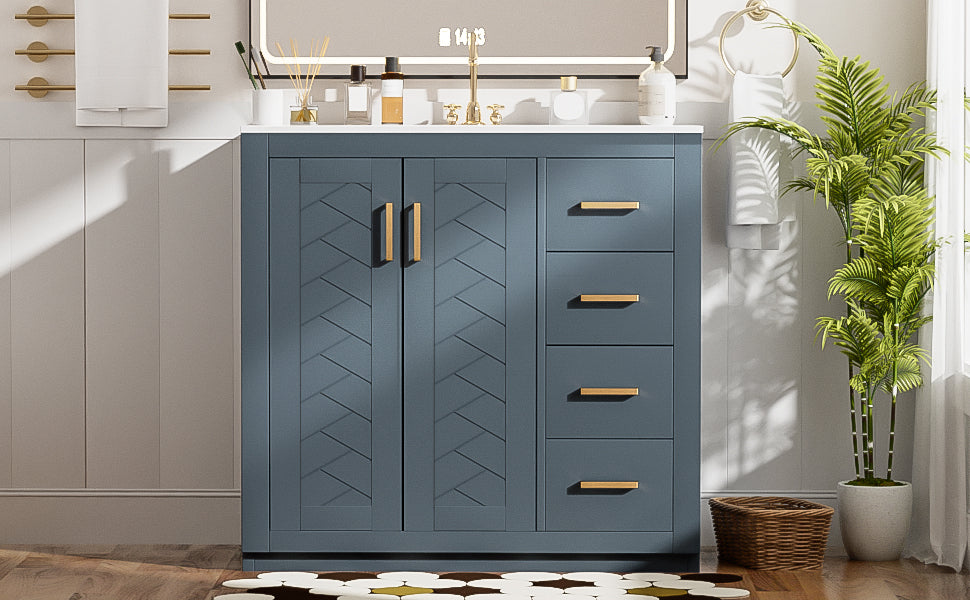 36 "Solid Wood Frame Independent Dressing Table Set (blue)