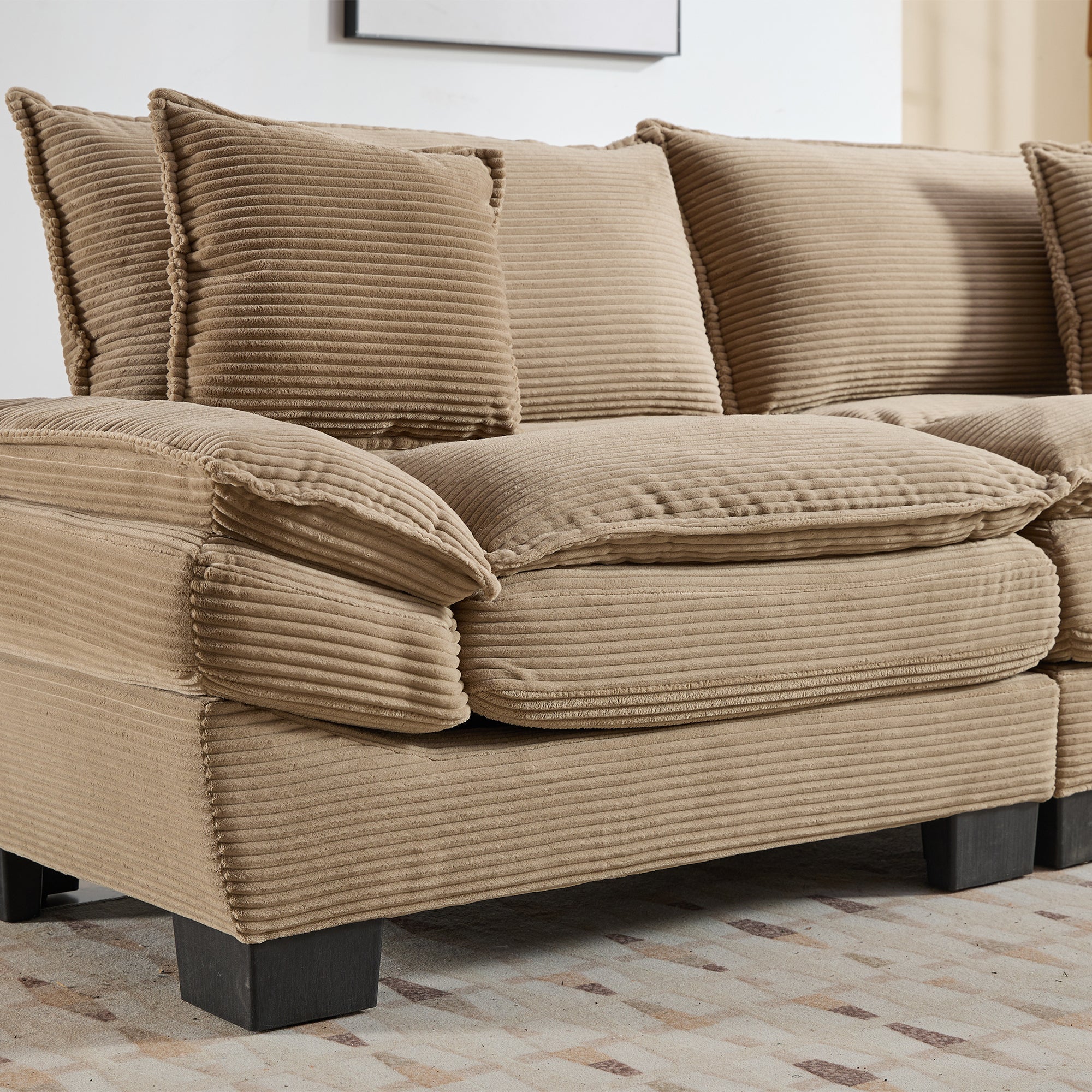 Corduroy sofas suitable for multiple scenarios. (khaki)