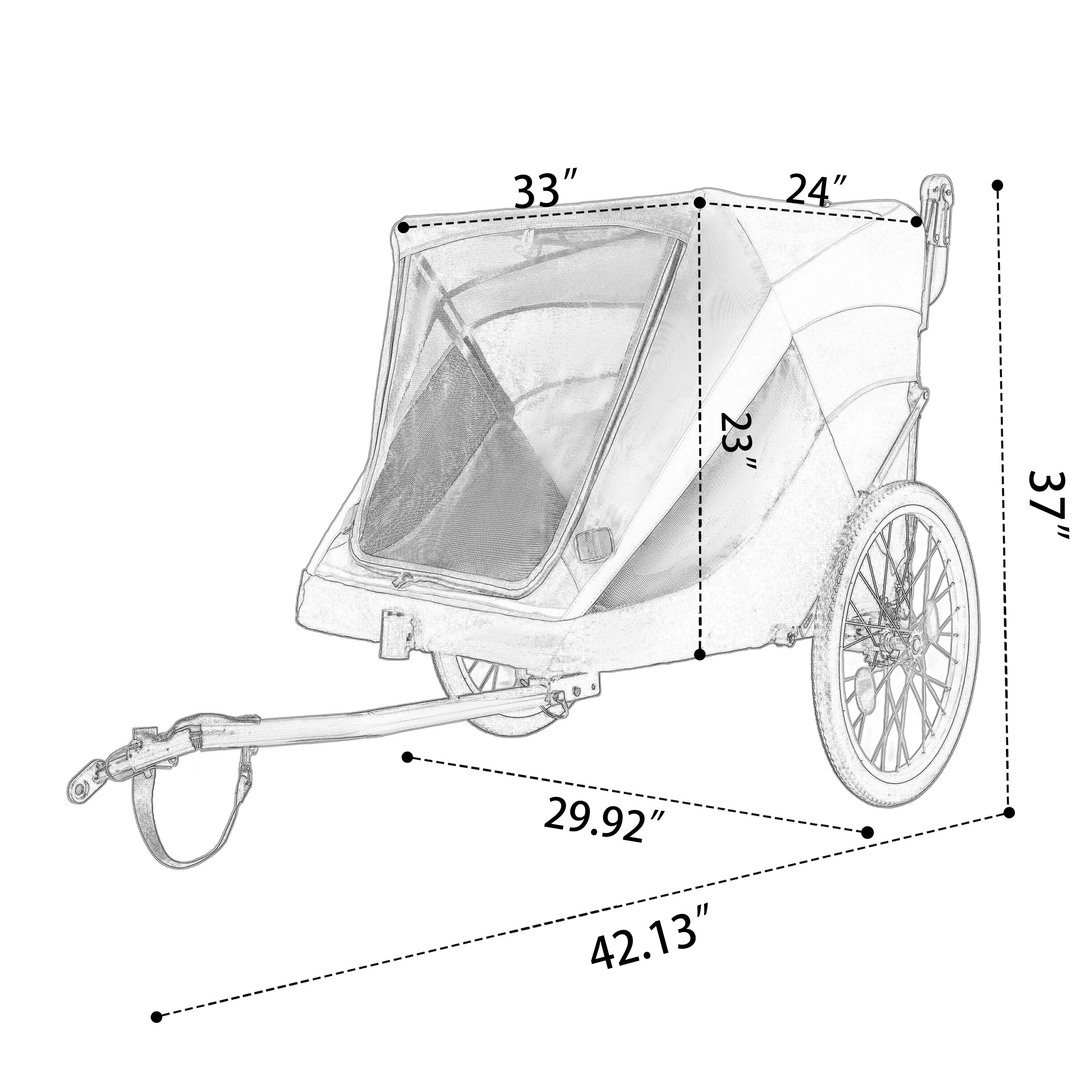 Detachable 2-in-1 pet bicycle trailer and stroller(Black+Blue)
