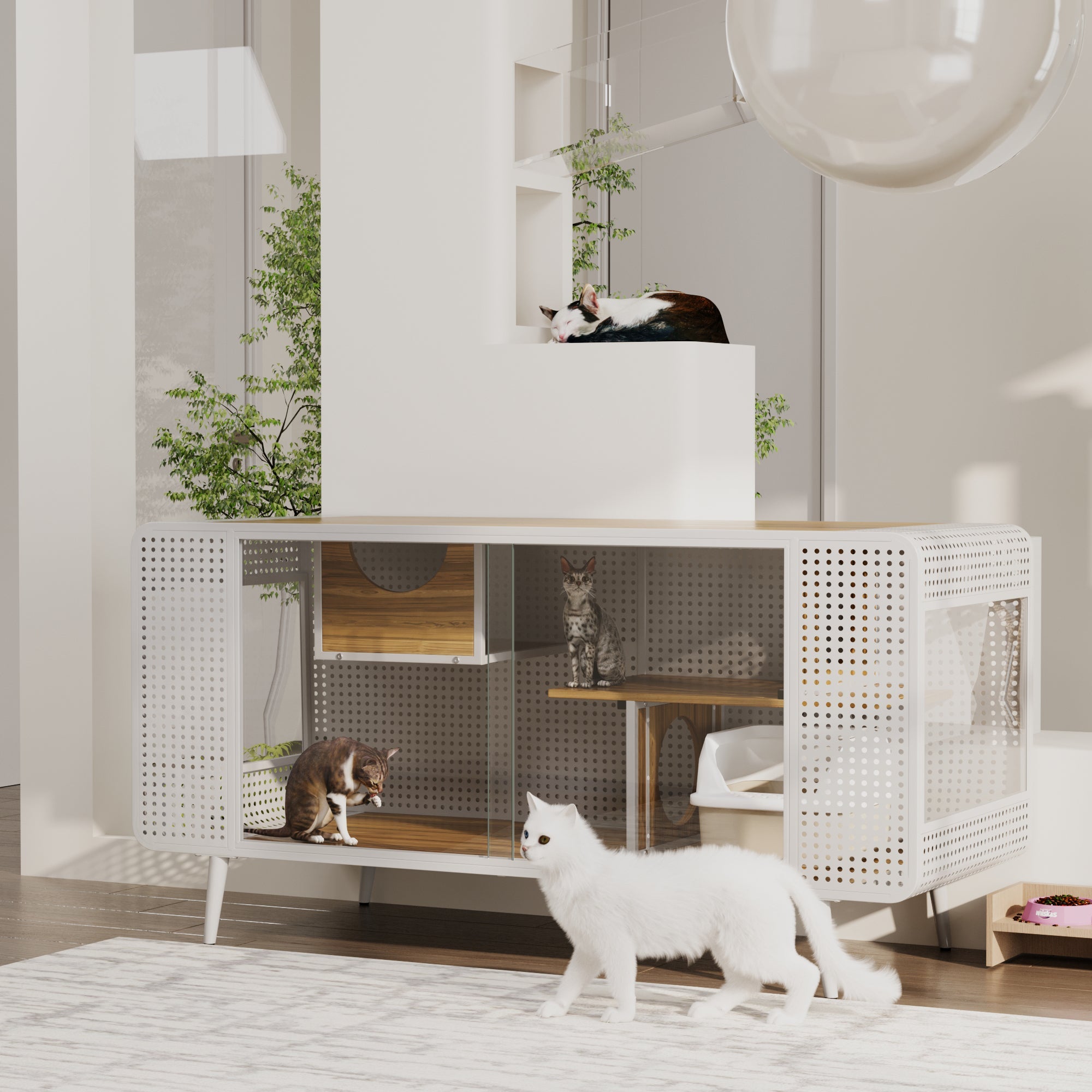 55.12 'spacious cat house, equipped with tempered glass - KiKiUMi