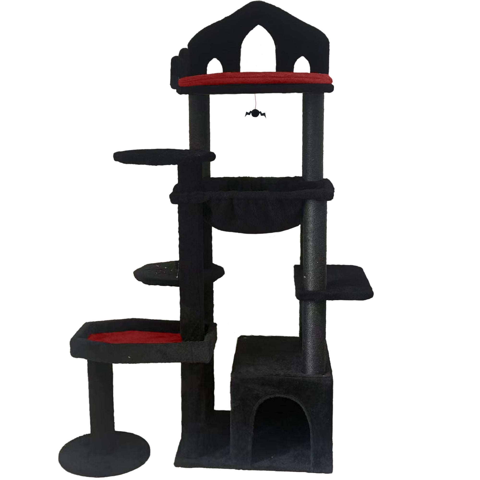 58 - inch black Gothic multi - storey cat tree - KiKiUMi