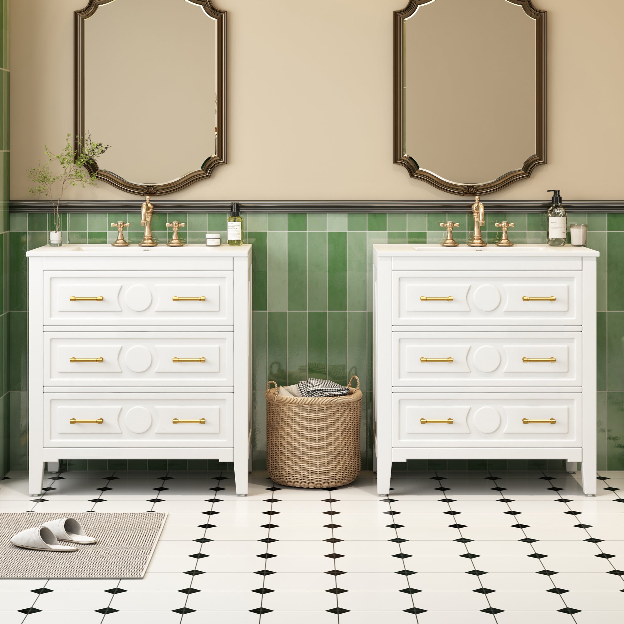 60-inch bathroom dressing table set with a separate ceramic sink