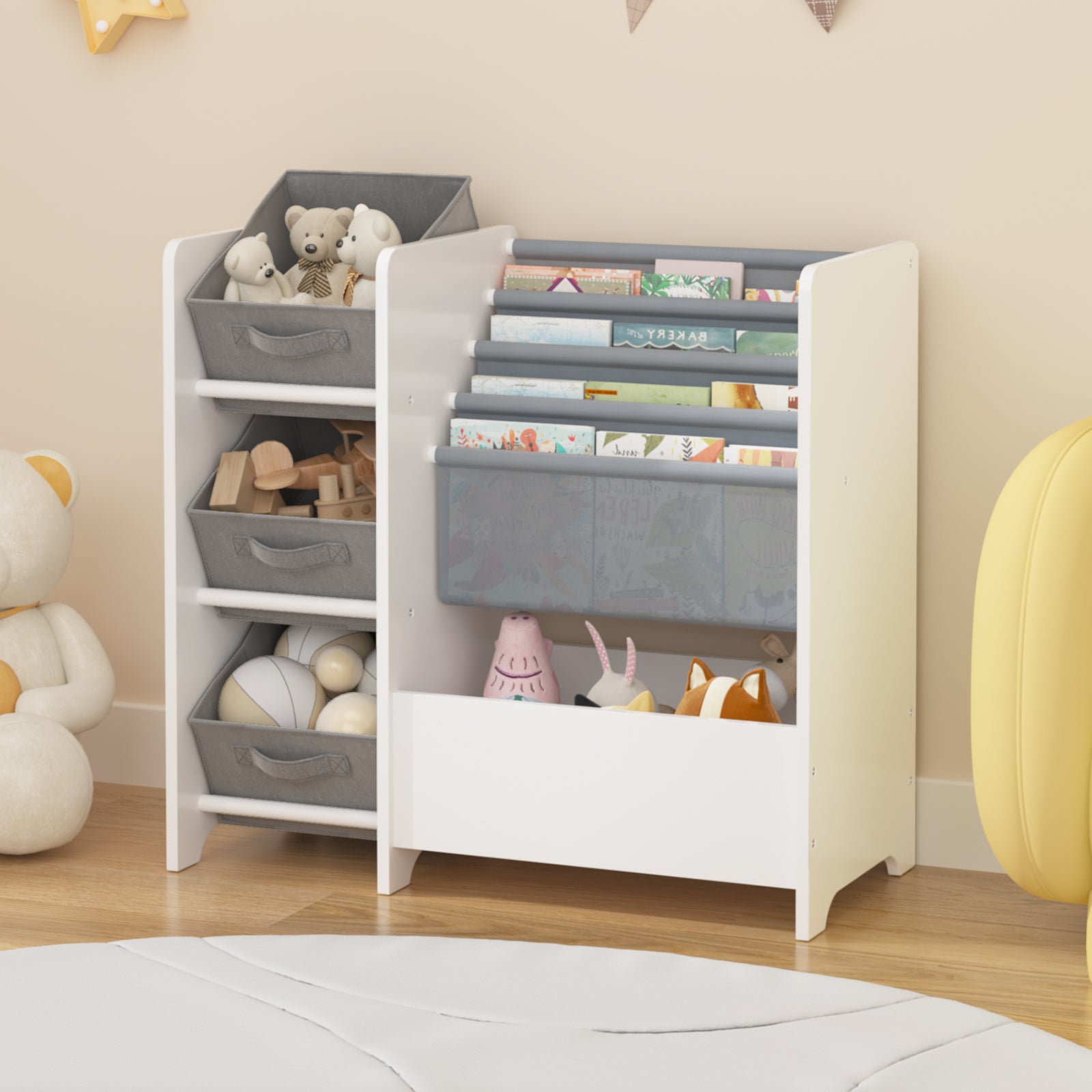 Multi-functional children's bookshelf and toy storage