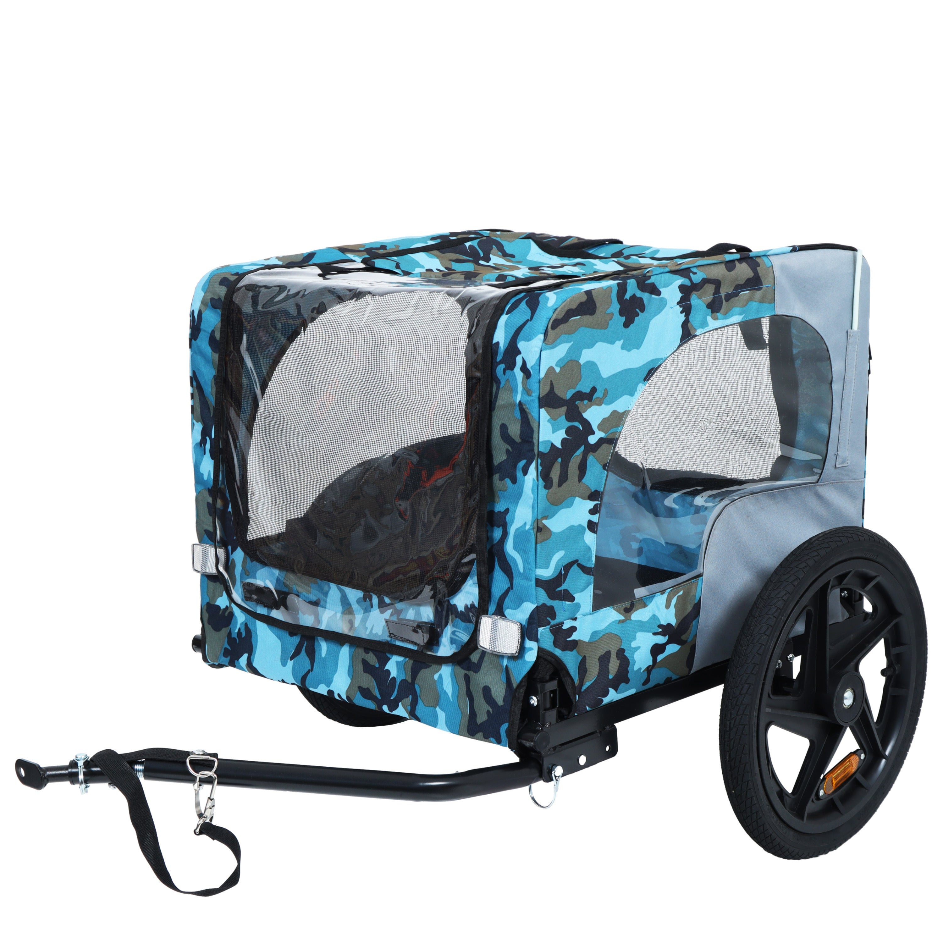 16-inch all-terrain wheel outdoor heavy-duty fold able pet bicycle trailer(blue+grey)