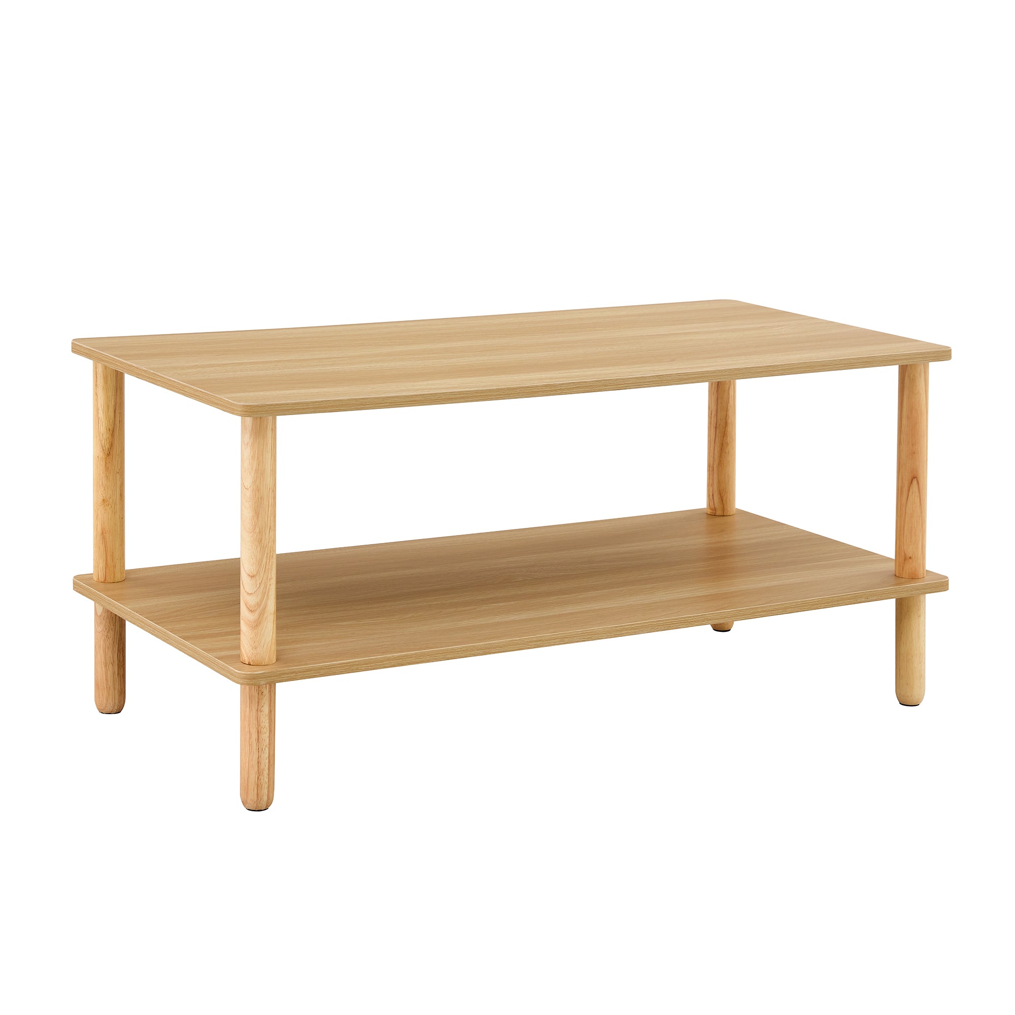 Rectangular modern double-layer storage coffee table(burly wood)