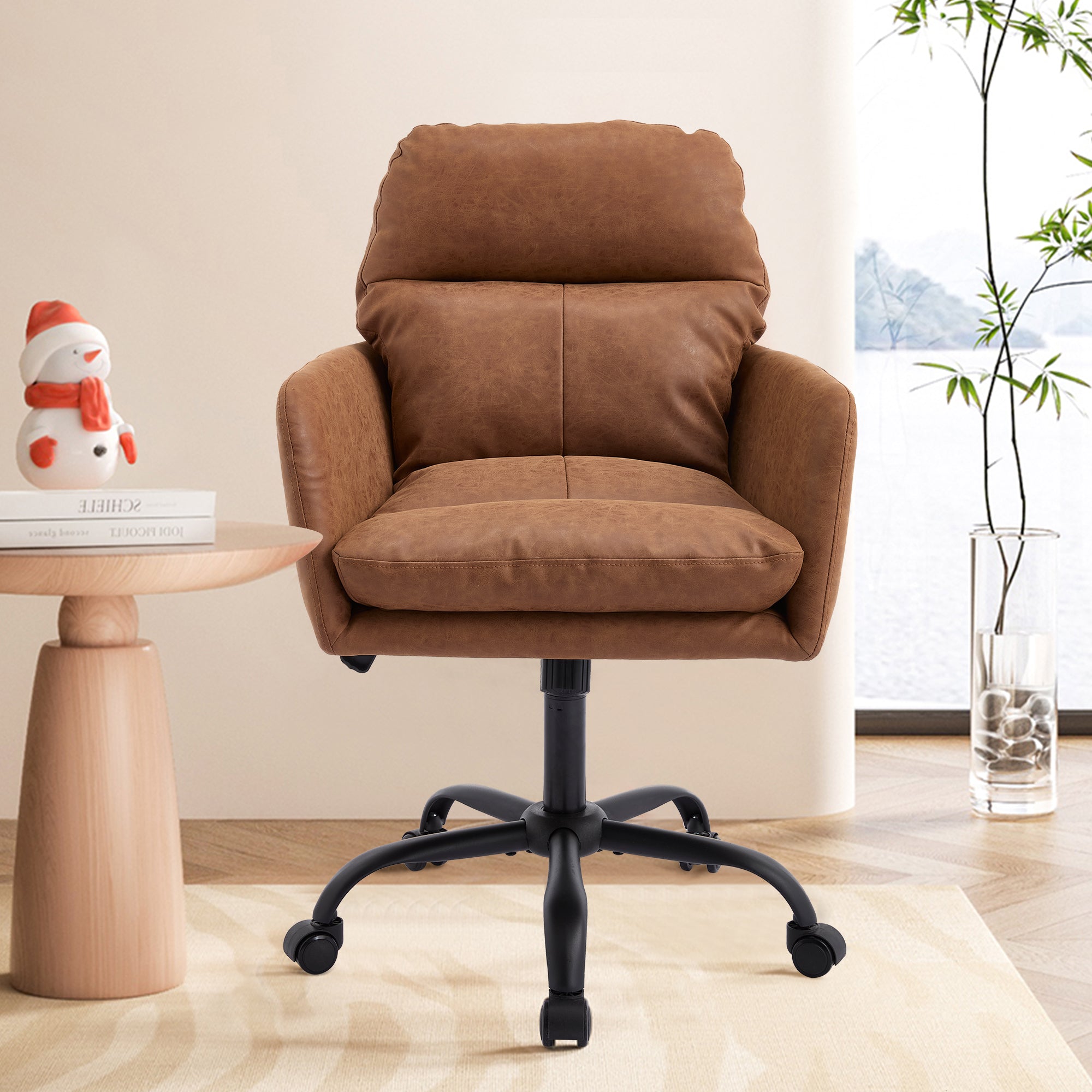 Adjustable ergonomic leather swivel chair（brown）