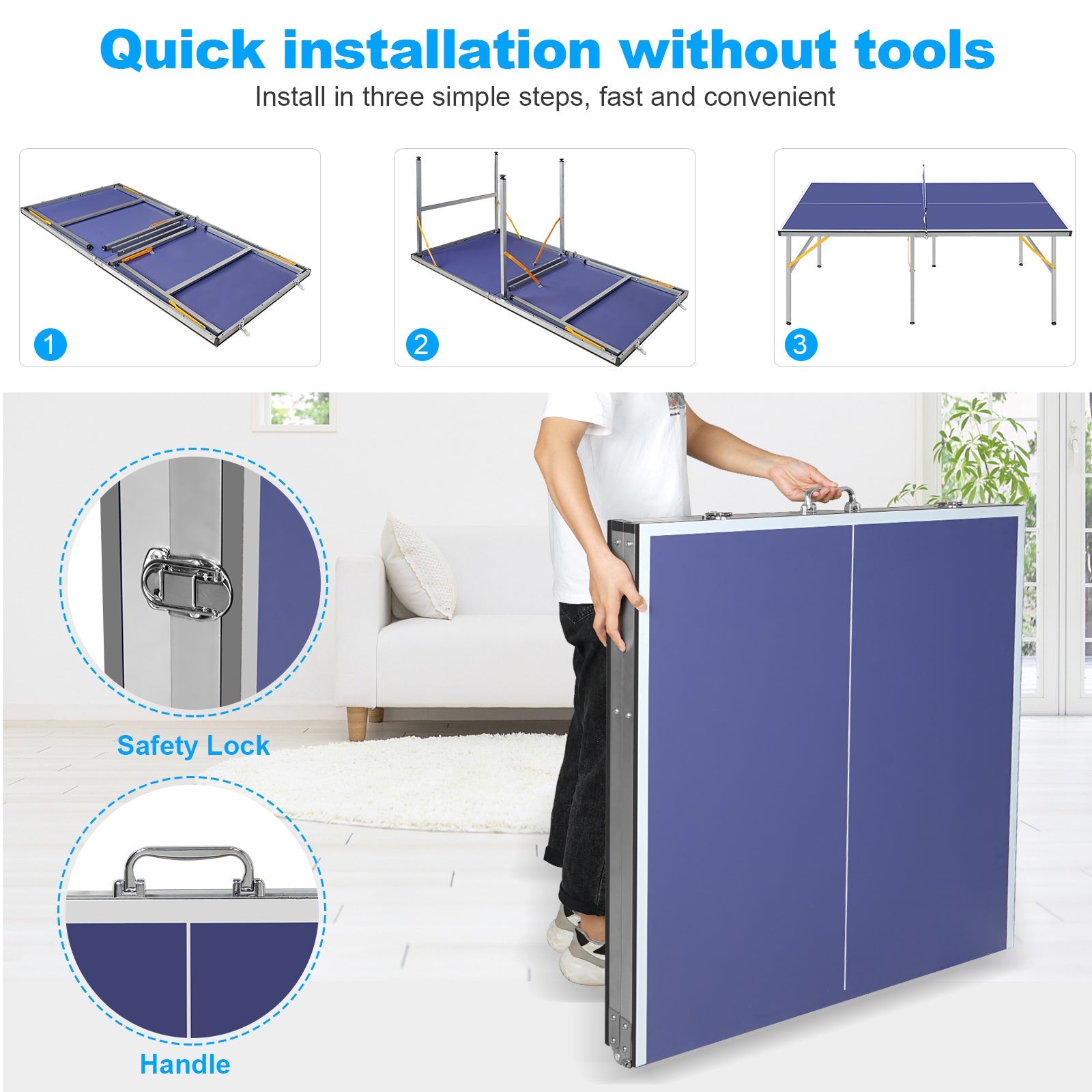 6 - foot collapsible medium - sized ping - pong table with a net, 2 ping - pong paddles and 3 balls 41.46 lbs - KiKiUMi