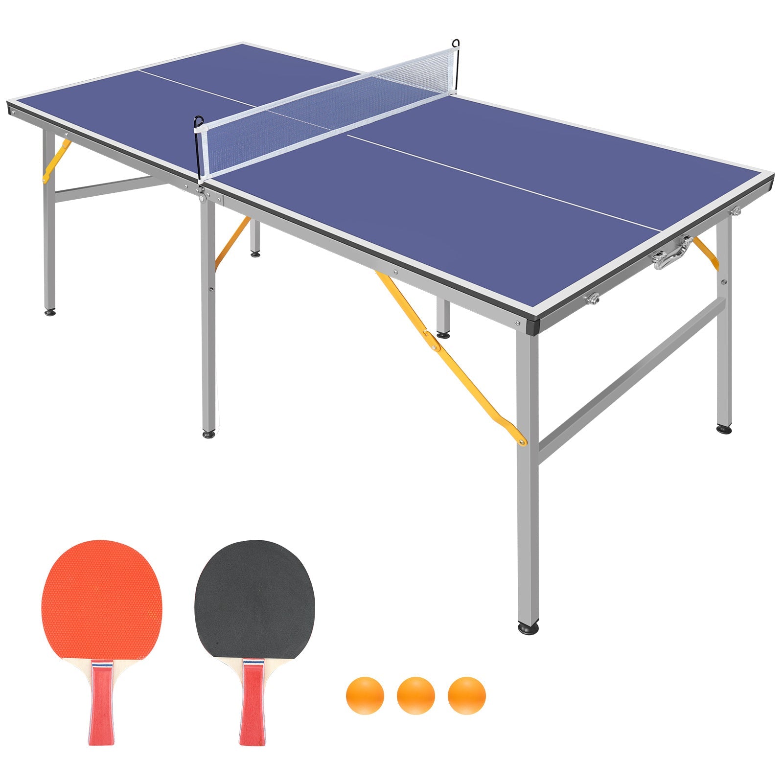 6 - foot collapsible medium - sized ping - pong table with a net, 2 ping - pong paddles and 3 balls 41.46 lbs - KiKiUMi