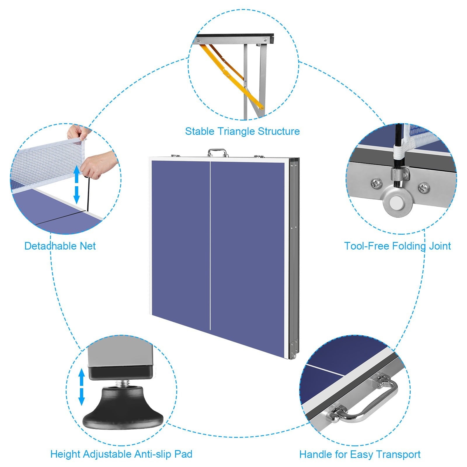 6 - foot collapsible medium - sized ping - pong table with a net, 2 ping - pong paddles and 3 balls 41.46 lbs - KiKiUMi