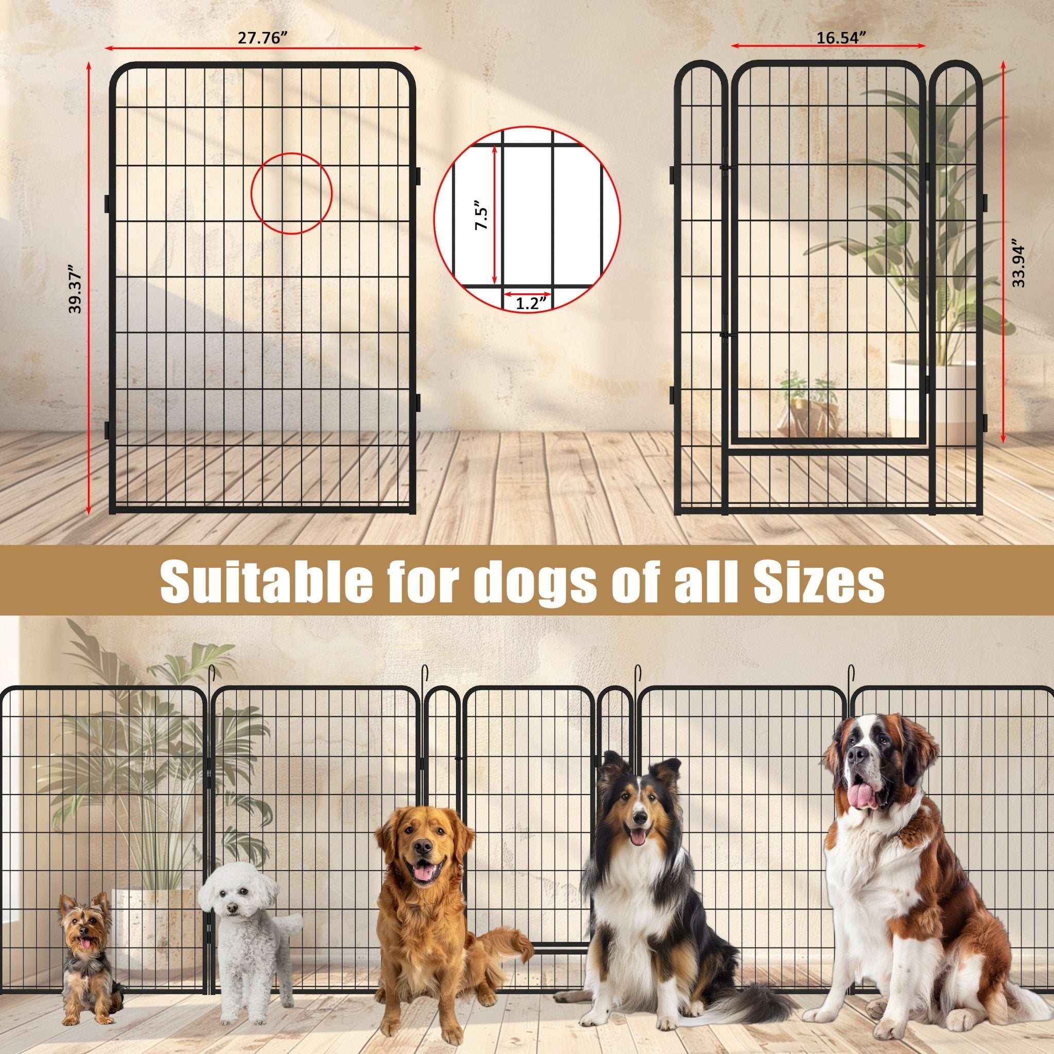 6 - plate heavy - duty metal pet enclosure 39.37' H - KiKiUMi