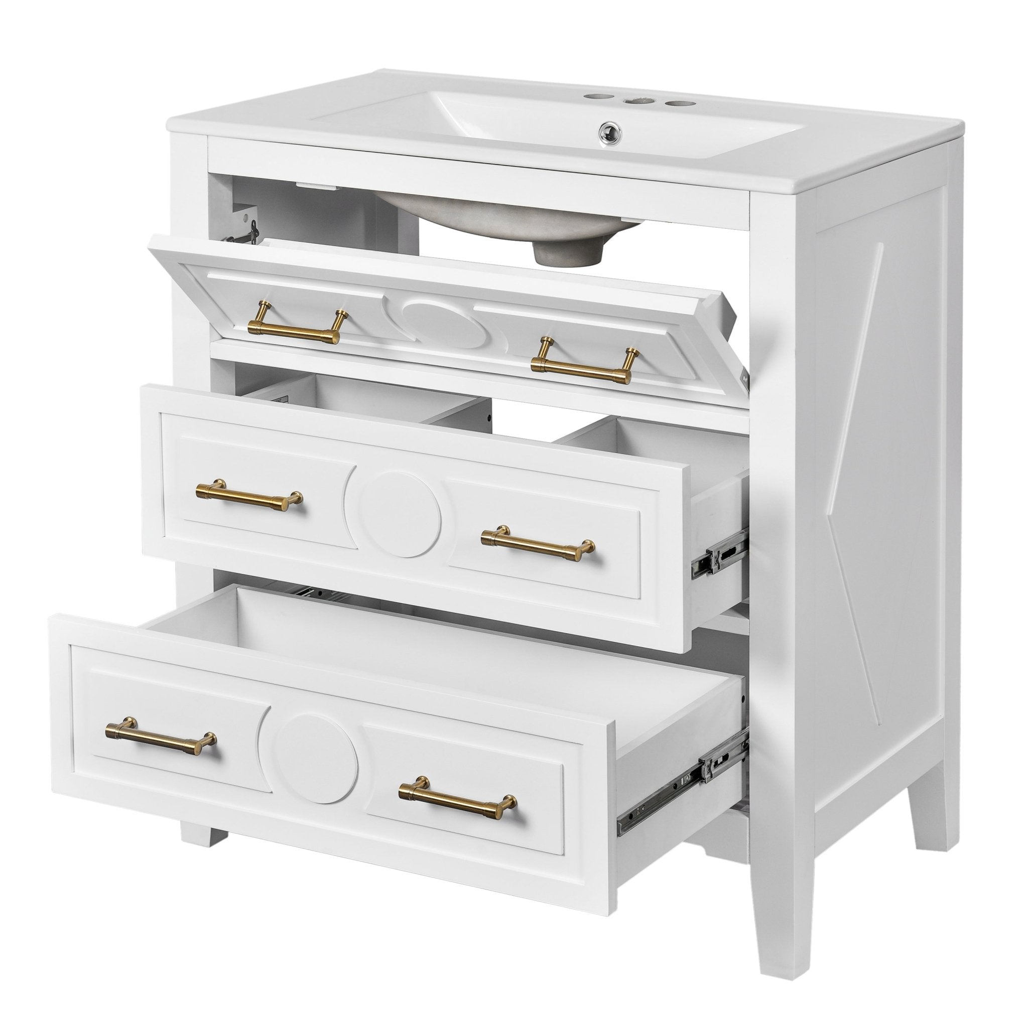 60 - inch bathroom dressing table set with a separate ceramic sink - KiKiUMi