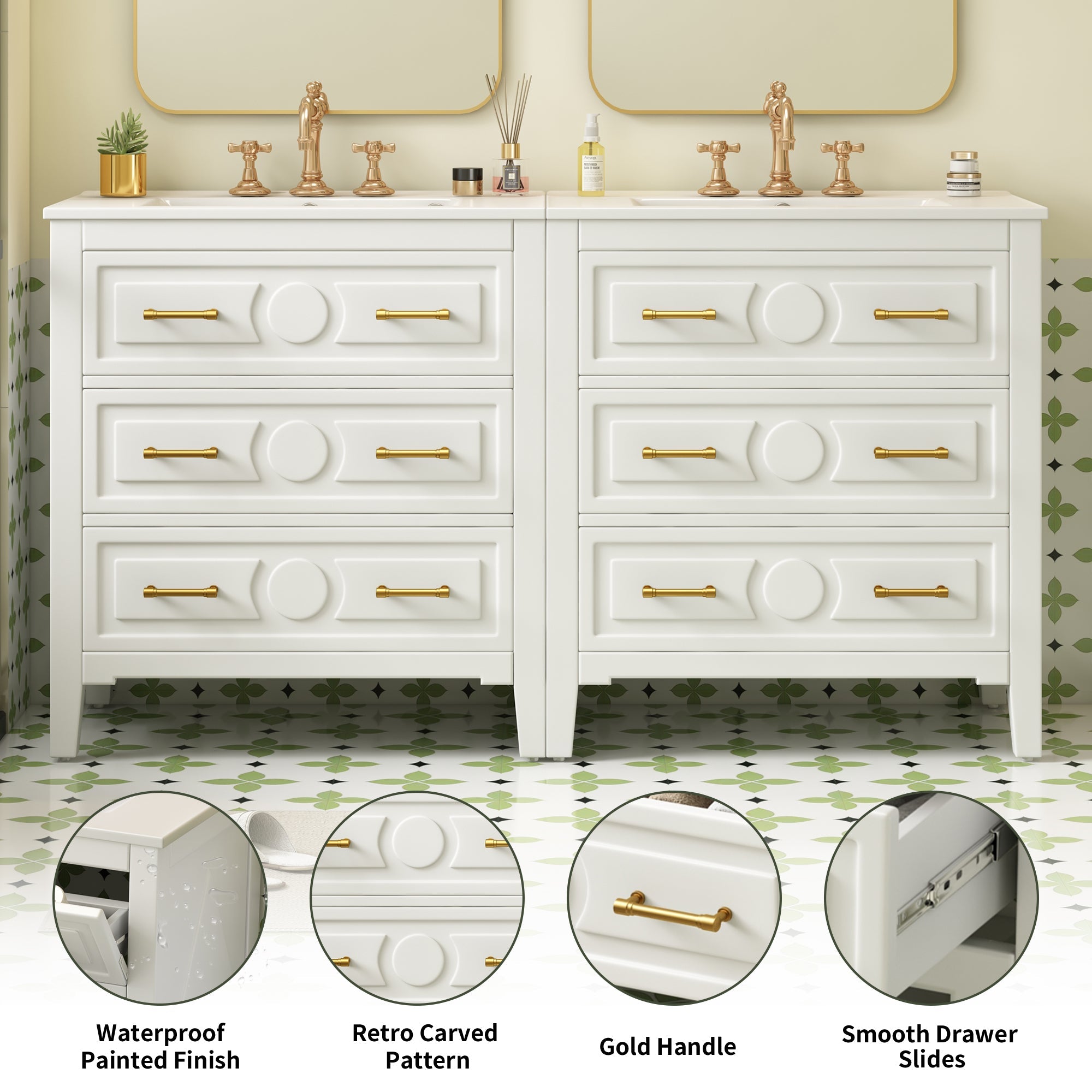 60 - inch bathroom dressing table set with a separate ceramic sink - KiKiUMi