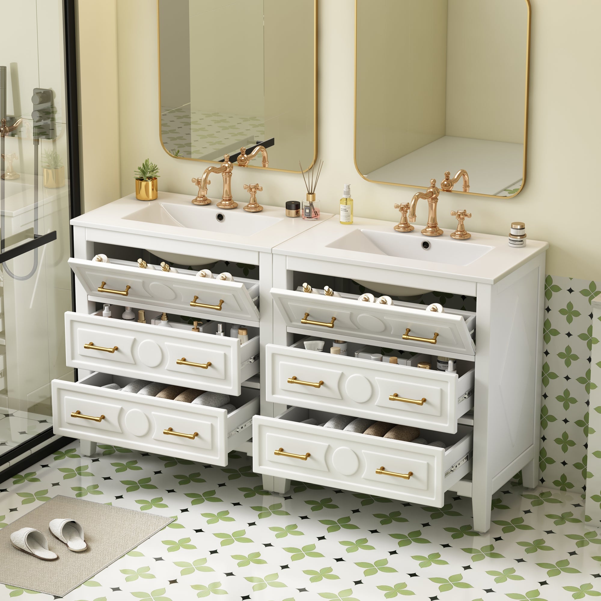 60 - inch bathroom dressing table set with a separate ceramic sink - KiKiUMi