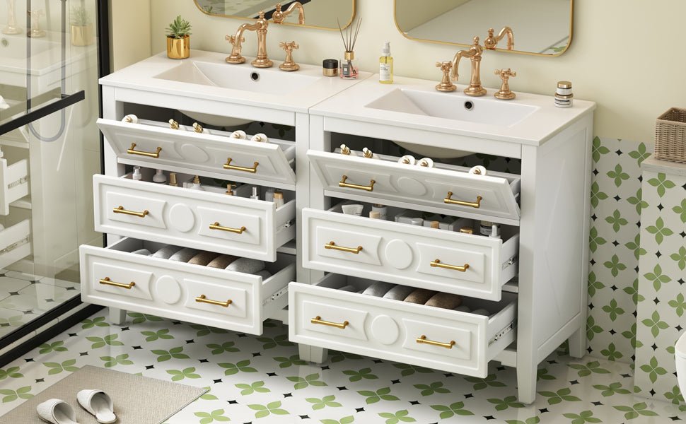 60 - inch bathroom dressing table set with a separate ceramic sink - KiKiUMi