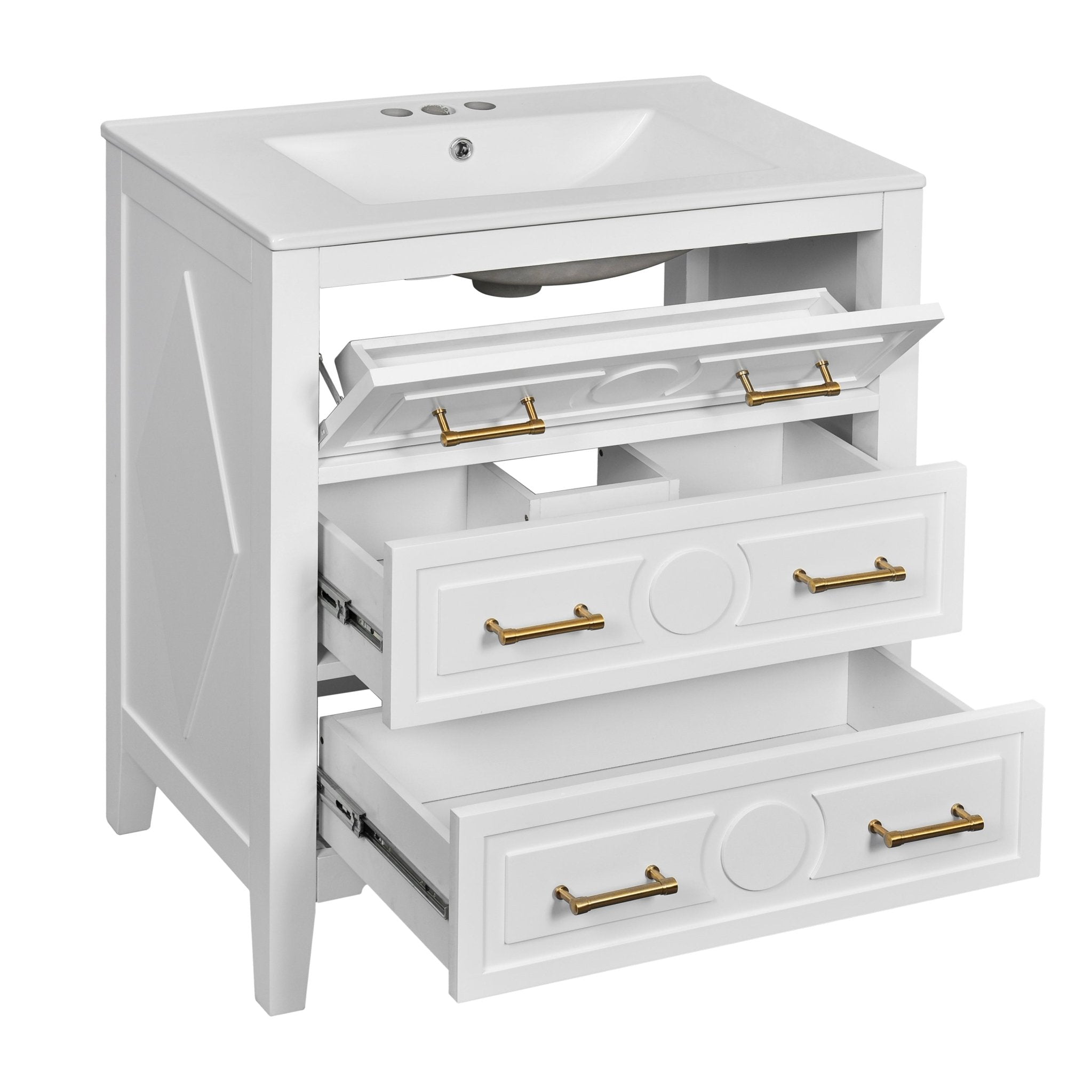 60 - inch bathroom dressing table set with a separate ceramic sink - KiKiUMi