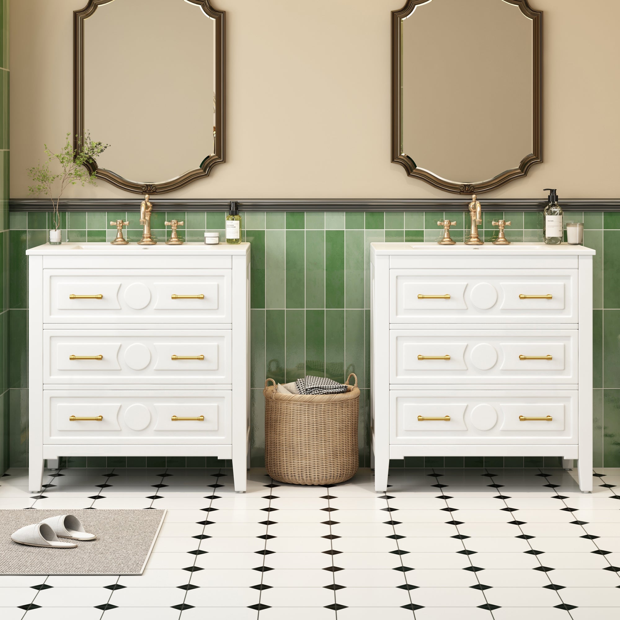 60 - inch bathroom dressing table set with a separate ceramic sink - KiKiUMi
