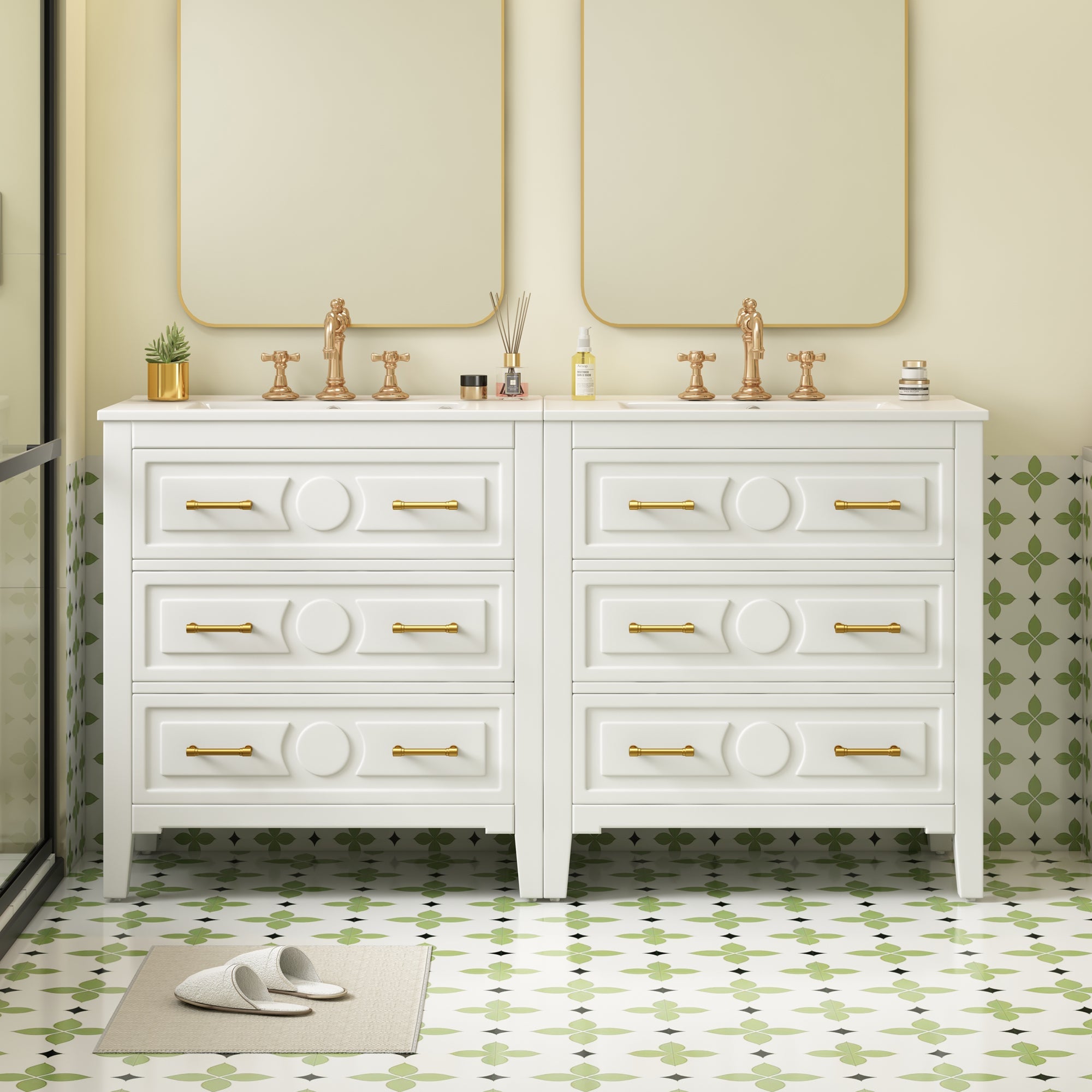 60 - inch bathroom dressing table set with a separate ceramic sink - KiKiUMi