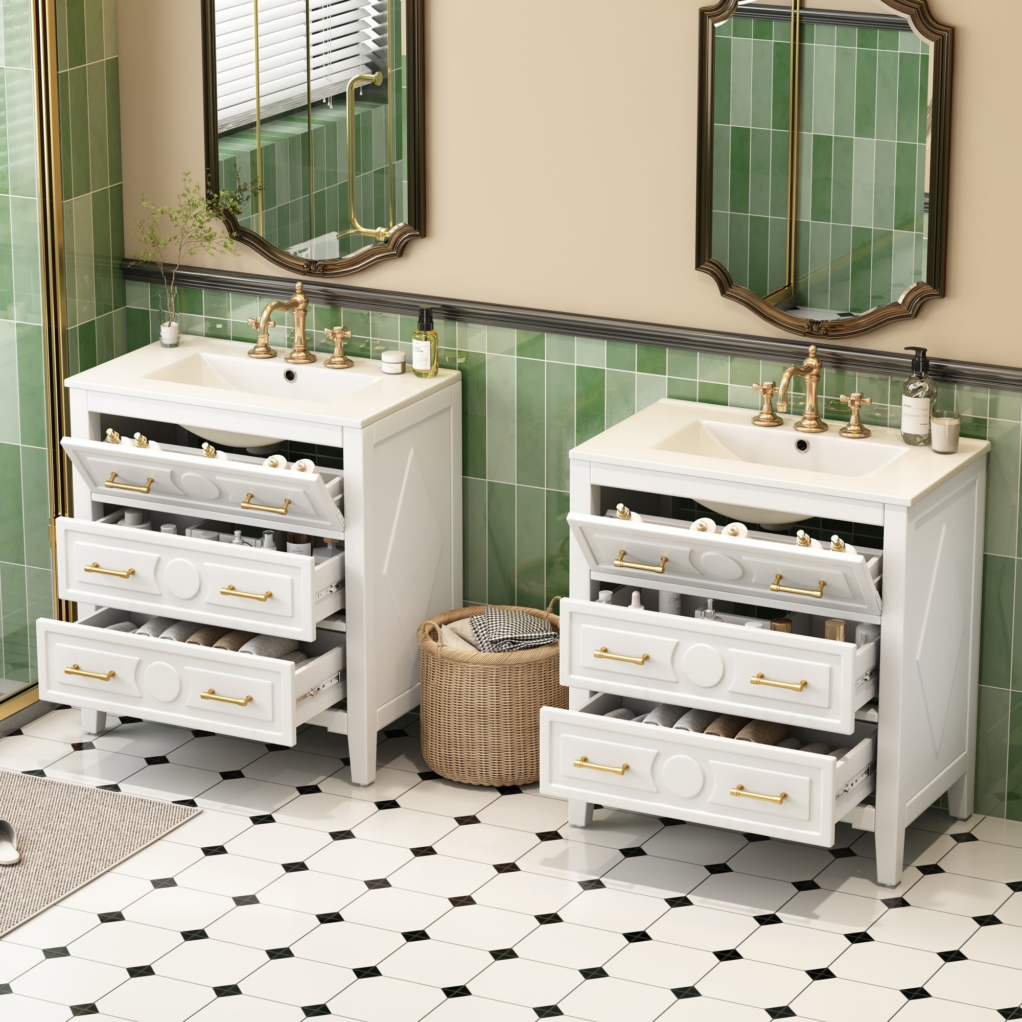 60 - inch bathroom dressing table set with a separate ceramic sink - KiKiUMi