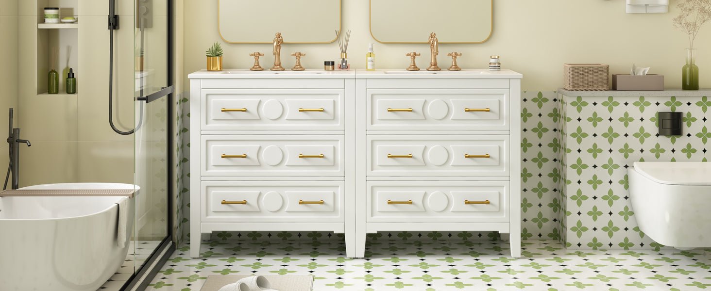 60 - inch bathroom dressing table set with a separate ceramic sink - KiKiUMi