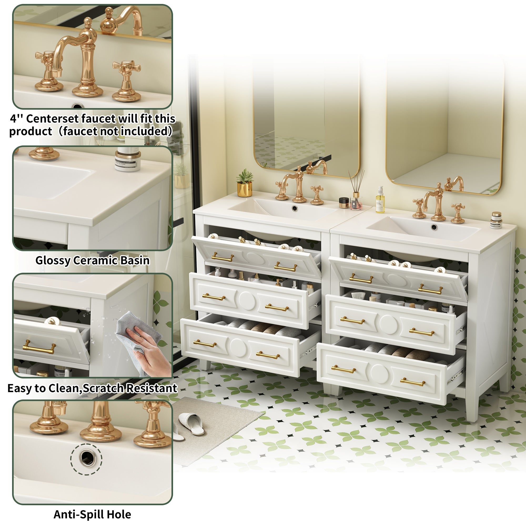 60 - inch bathroom dressing table set with a separate ceramic sink - KiKiUMi