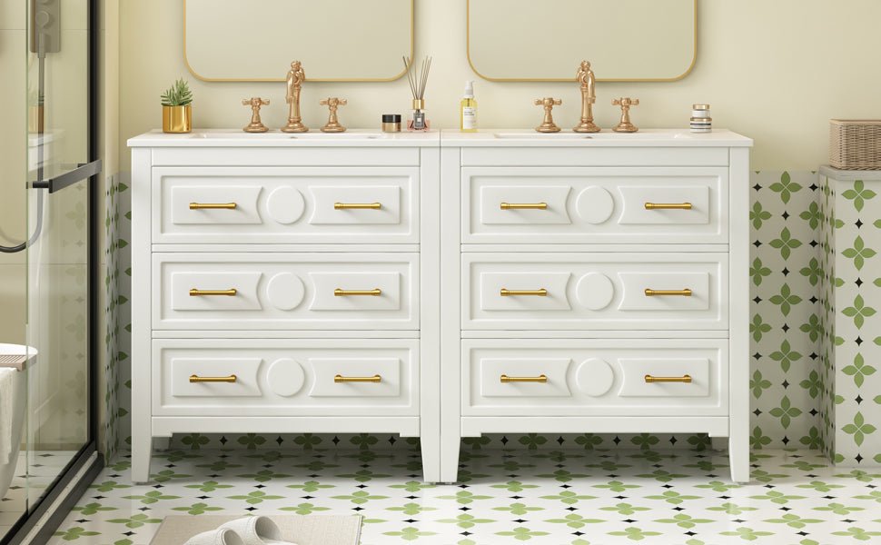 60 - inch bathroom dressing table set with a separate ceramic sink - KiKiUMi