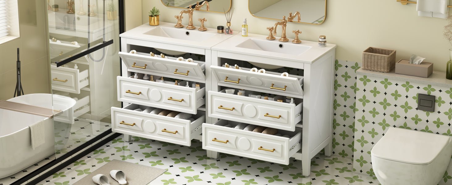 60 - inch bathroom dressing table set with a separate ceramic sink - KiKiUMi