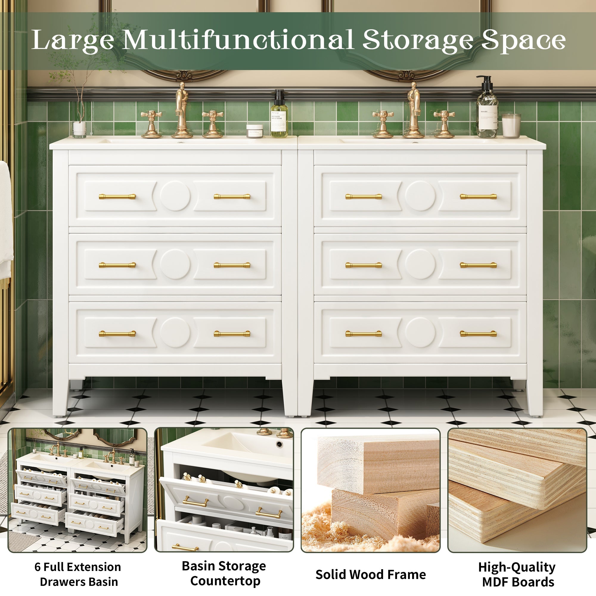 60 - inch bathroom dressing table set with a separate ceramic sink - KiKiUMi