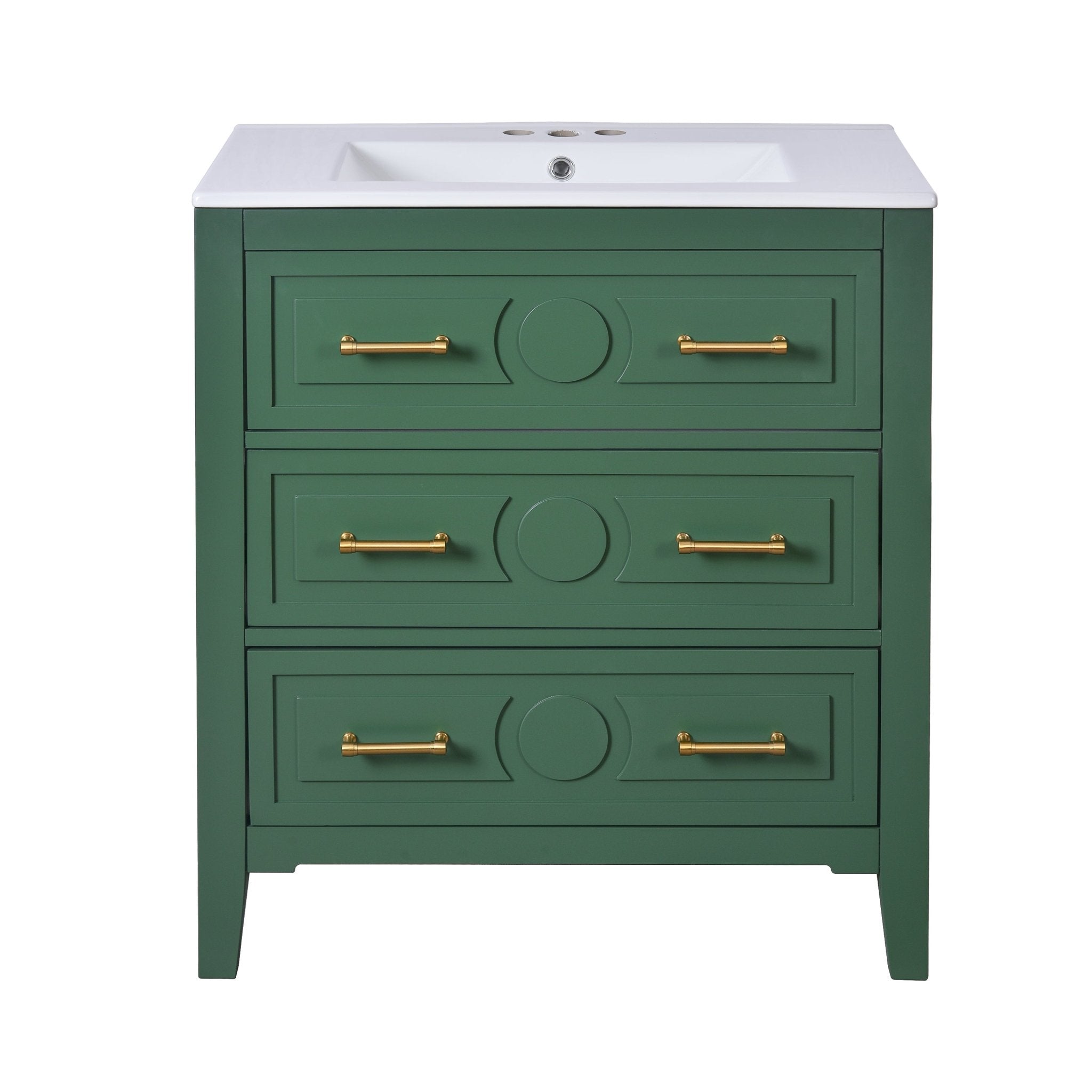60 - inch ceramic sink with solid wood frame bathroom dressing table(green) - KiKiUMi