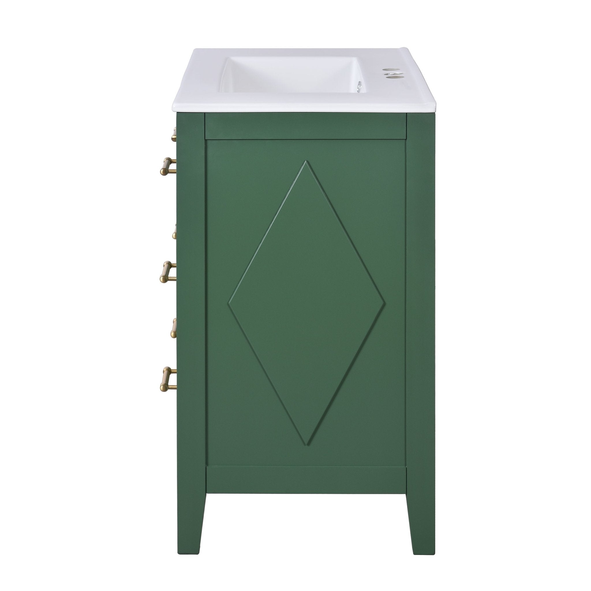 60 - inch ceramic sink with solid wood frame bathroom dressing table(green) - KiKiUMi