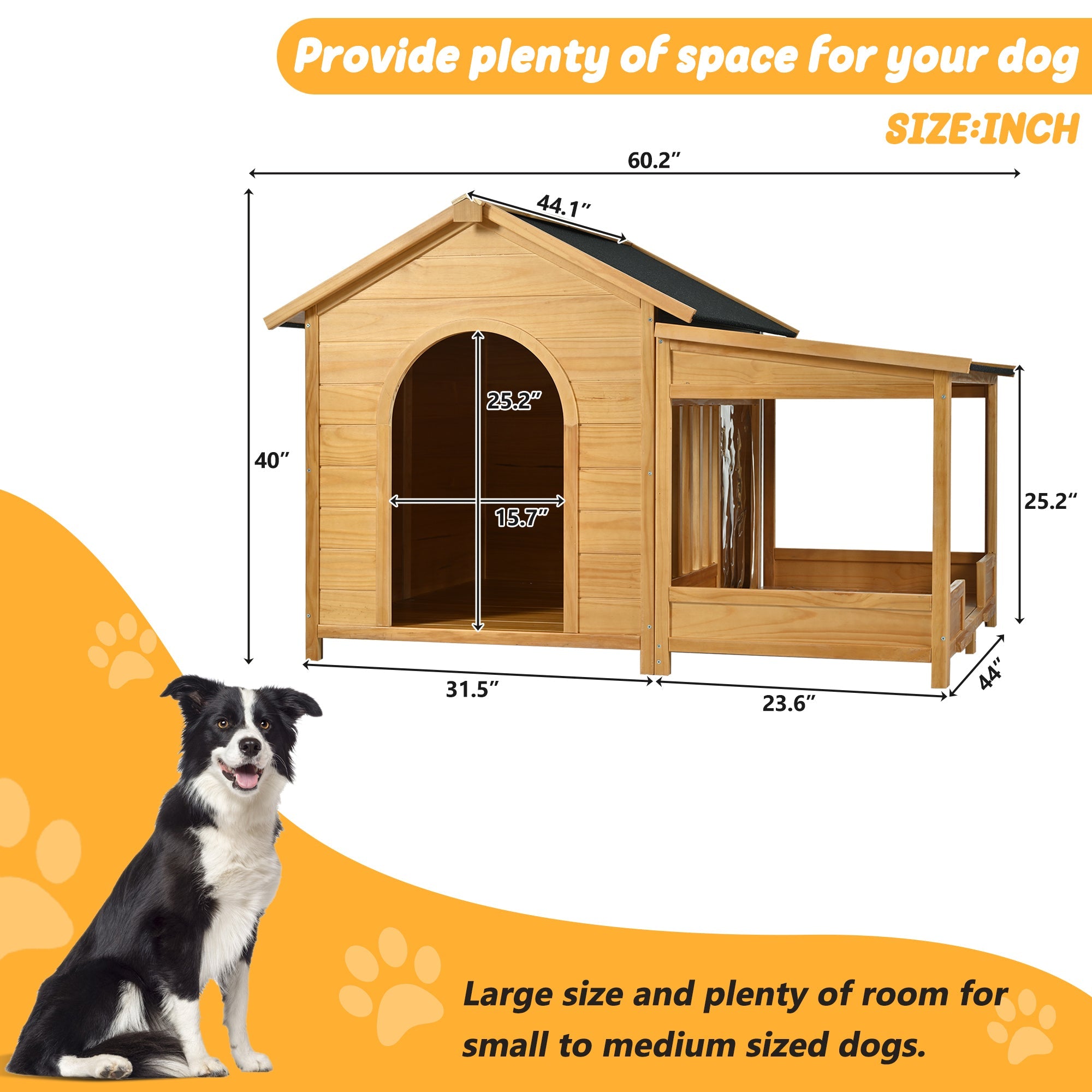 60.2 - foot natural large waterproof outdoor dog house - KiKiUMi