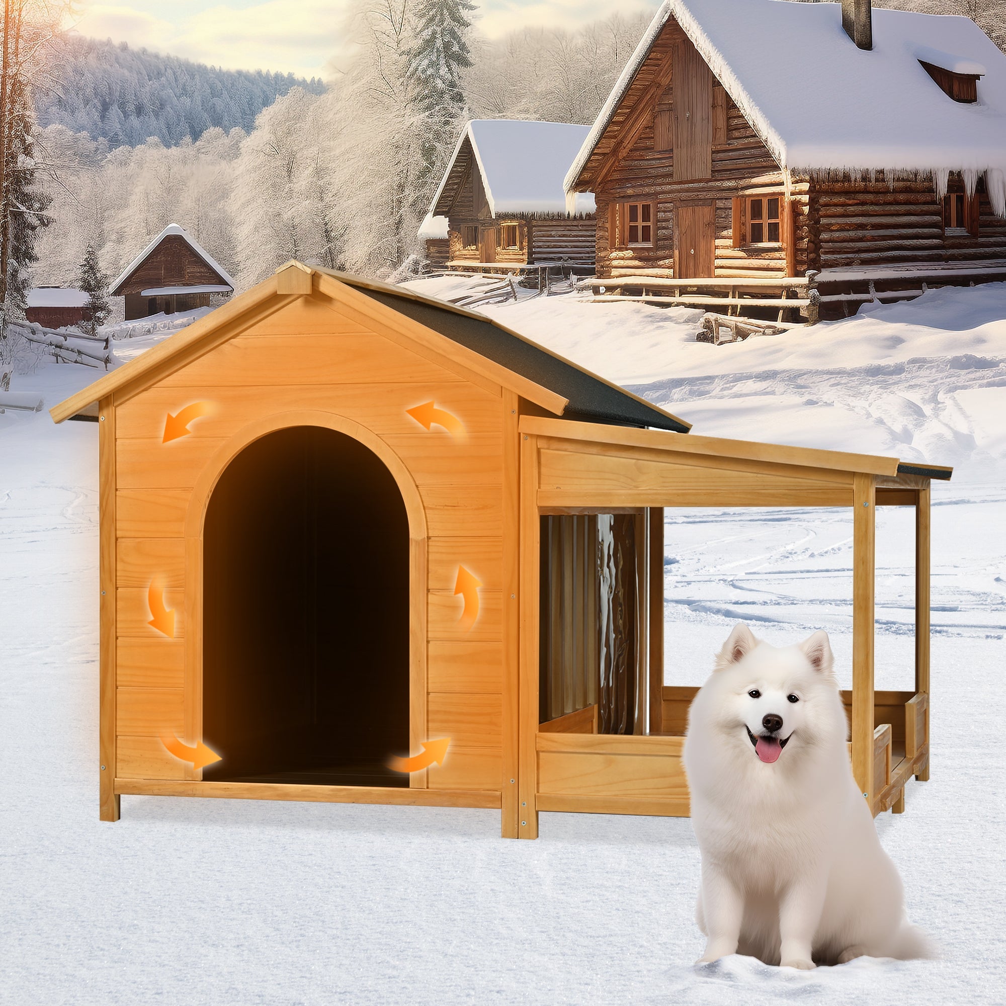 60.2 - foot natural large waterproof outdoor dog house - KiKiUMi