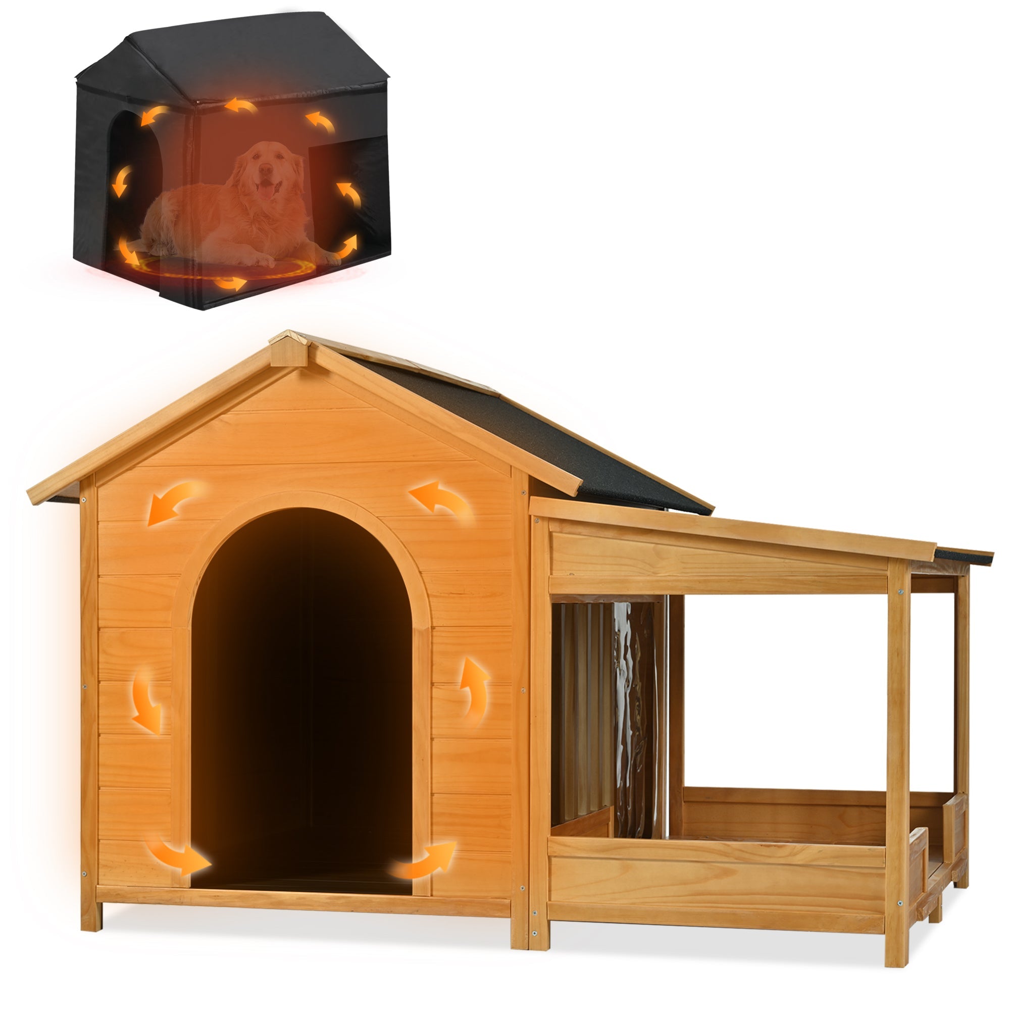 60.2 - foot natural large waterproof outdoor dog house - KiKiUMi