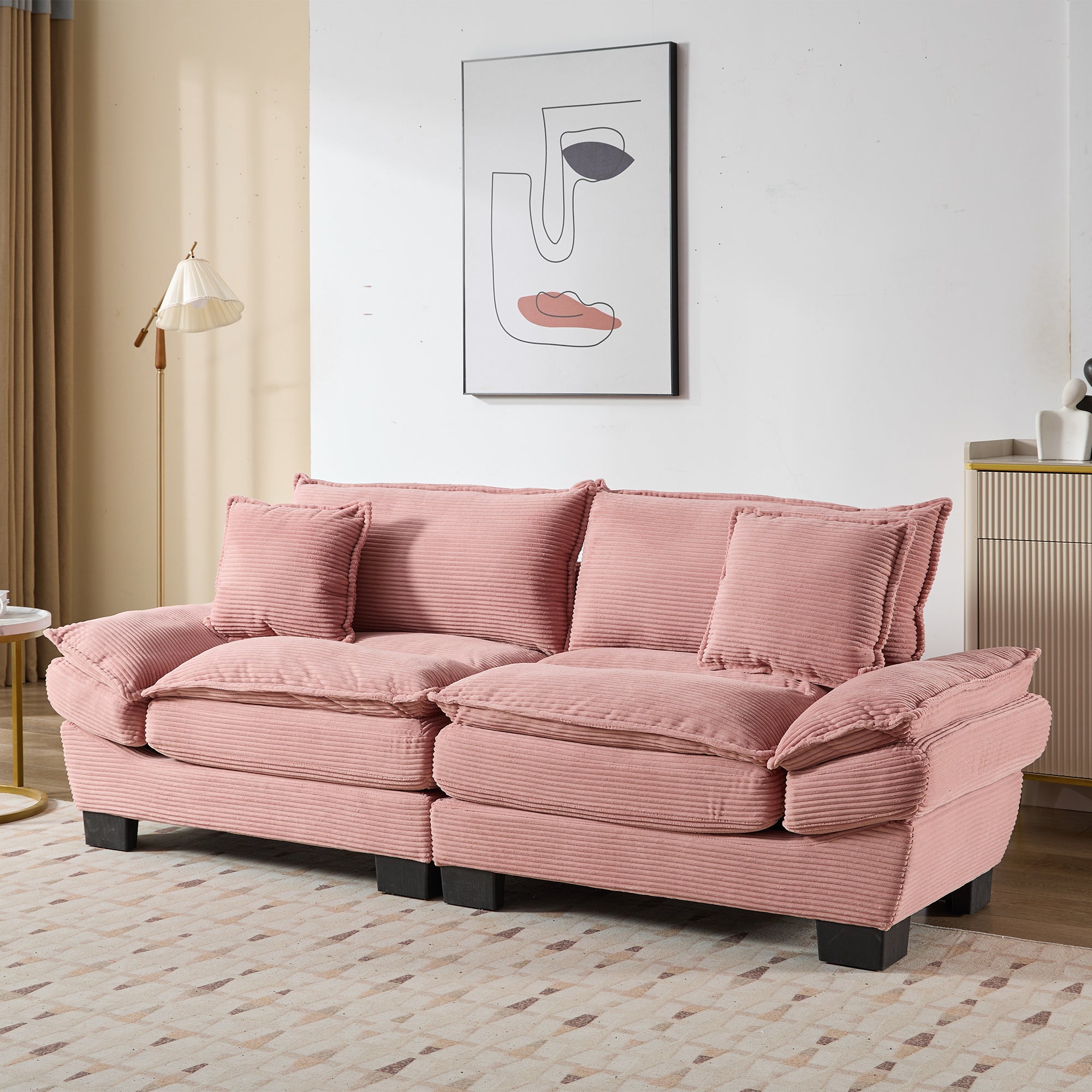 Corduroy sofas suitable for multiple scenarios. (pink)