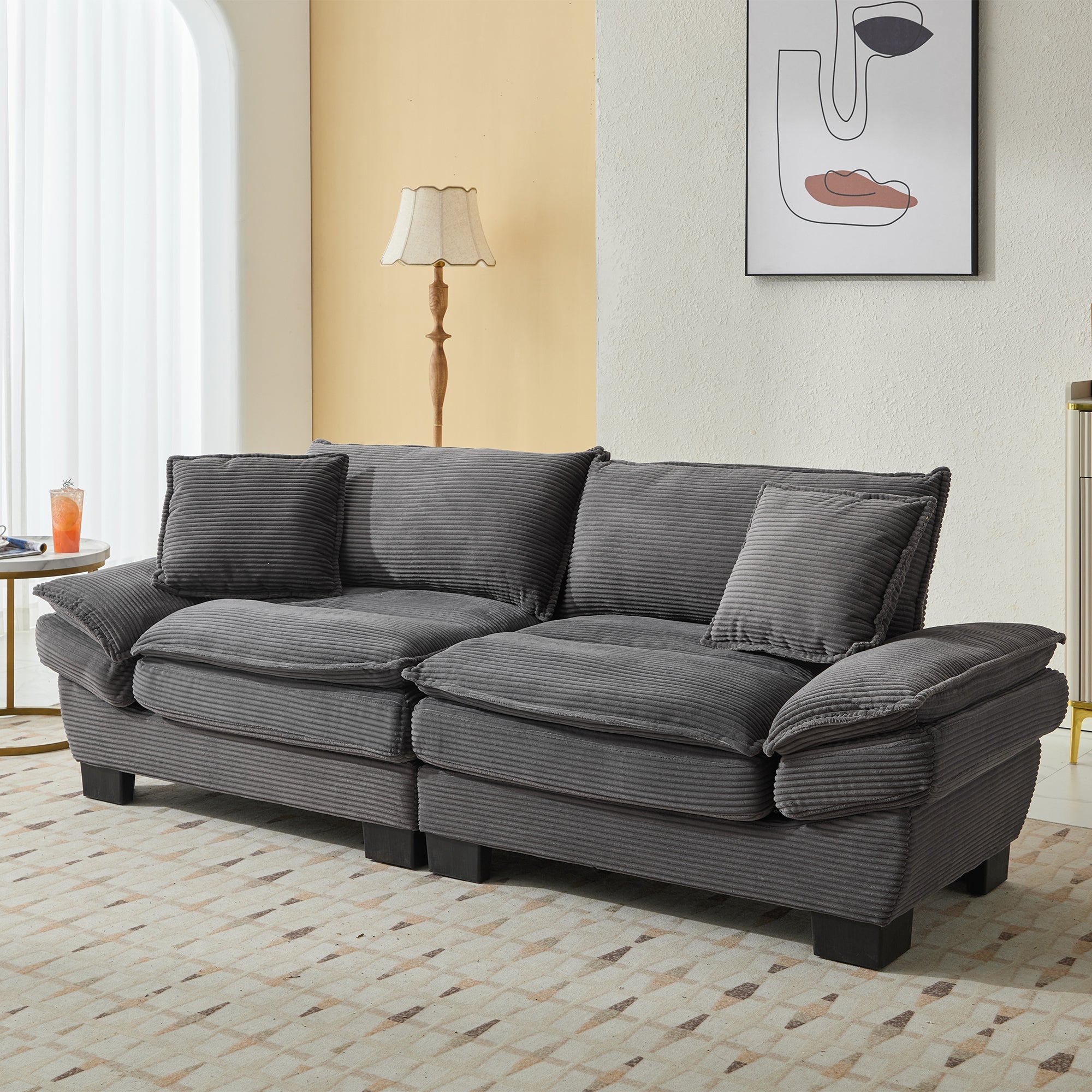 Corduroy sofas suitable for multiple scenarios. (grey)