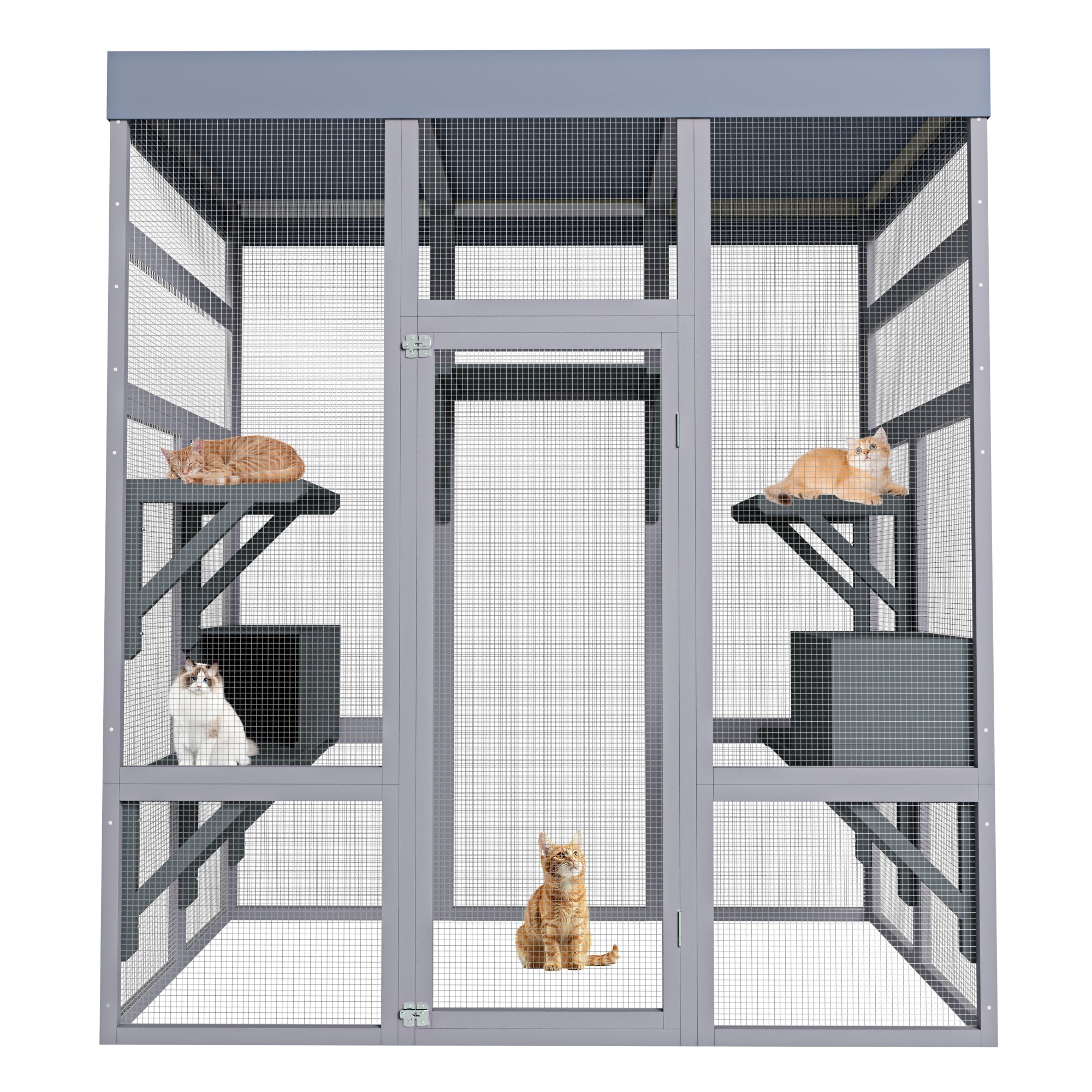 62.6' wooden waterproof outdoor cat cage - KiKiUMi