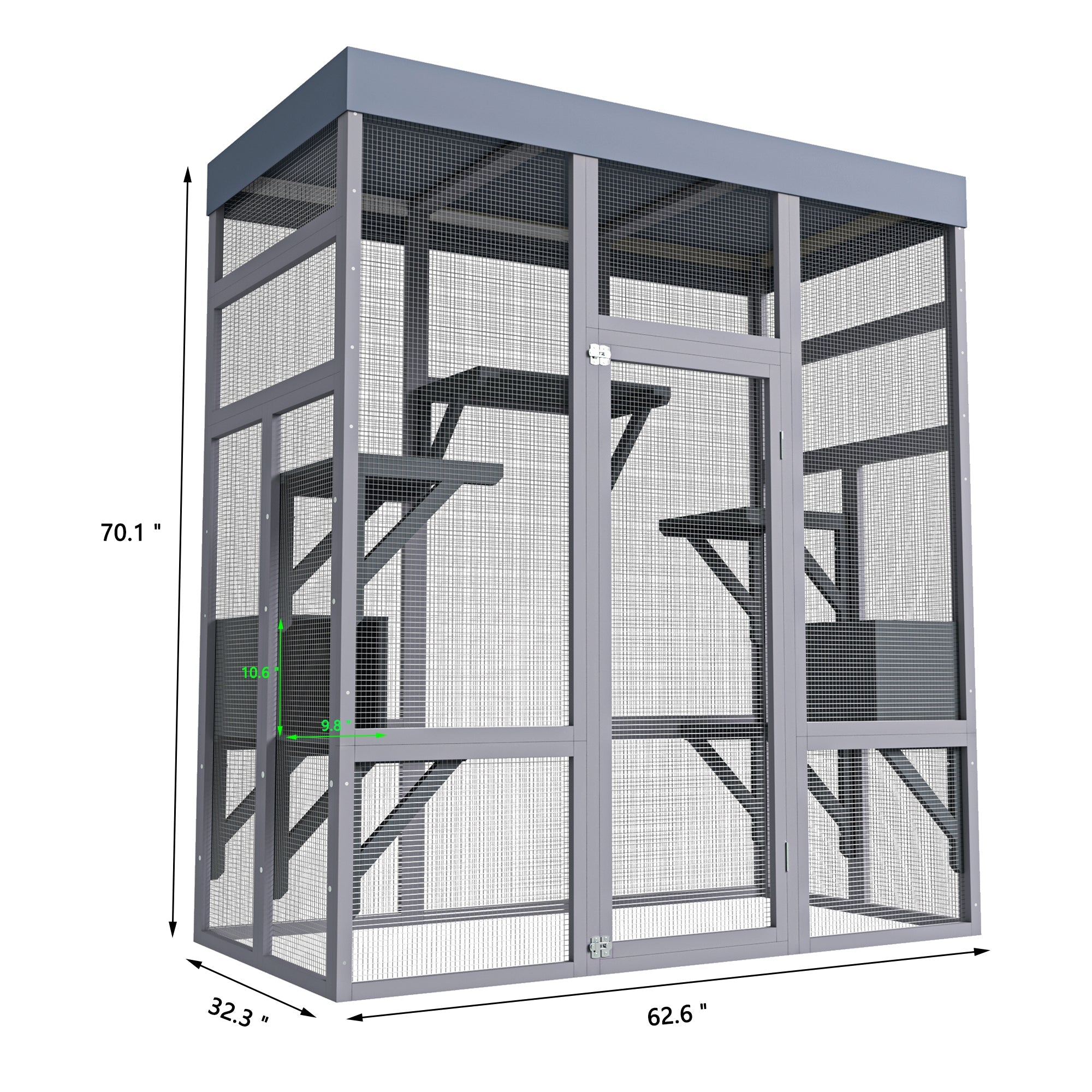 62.6' wooden waterproof outdoor cat cage - KiKiUMi
